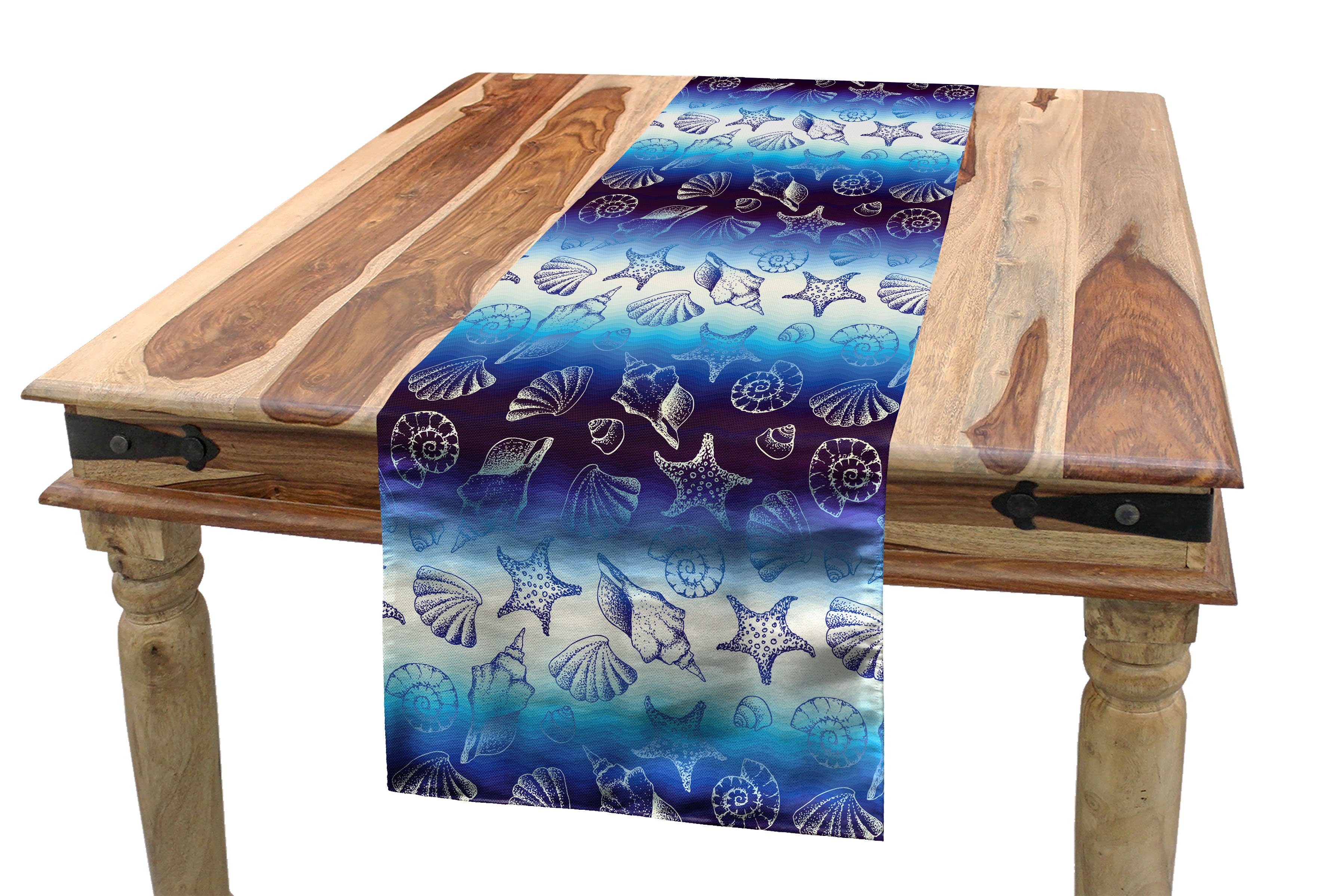 Abakuhaus Tischläufer Esszimmer Küche Rechteckiger Dekorativer Tischläufer, blau Wasser Seesterne Muscheln