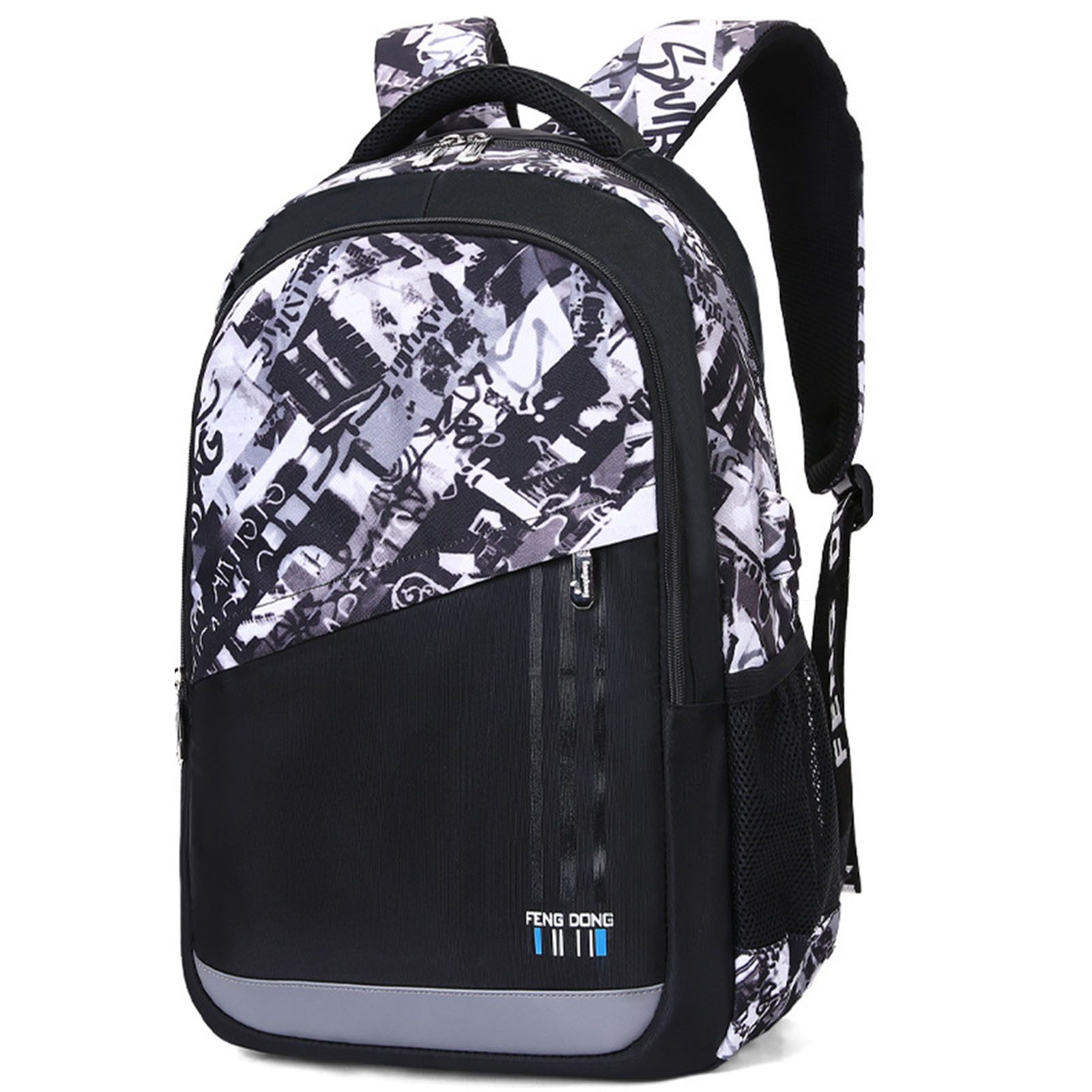 REDOM Laptoprucksack Laptop Rucksack Rucksäcke Schulrucksack Schulranzen Wasserbeständig (Laptop Notebook Grundschule Schule Uni Rucksack Tasche mit Laptopfach, 2-tlg., Sportrucksack mit Brusttasche, Ranzen, USB-Ladeanschluss, Reflektierend), Ranzen Herren Damen Jungen Teenager Mädchen Freizeit Reisen