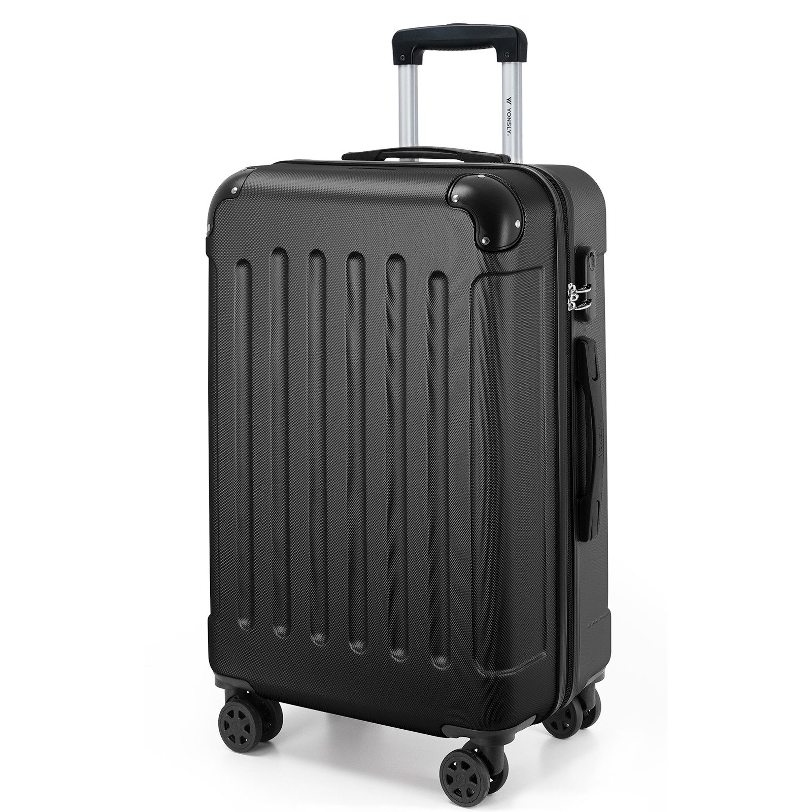 YONSLY Hartschalen-Trolley Hartschalen-Reisekoffer Trolley Rollkoffer in S/M/L/XL Größen, 4 Rollen, mit 360°-Lenkrollen, Zahlenschloss und mehrstufigem Teleskopgriff