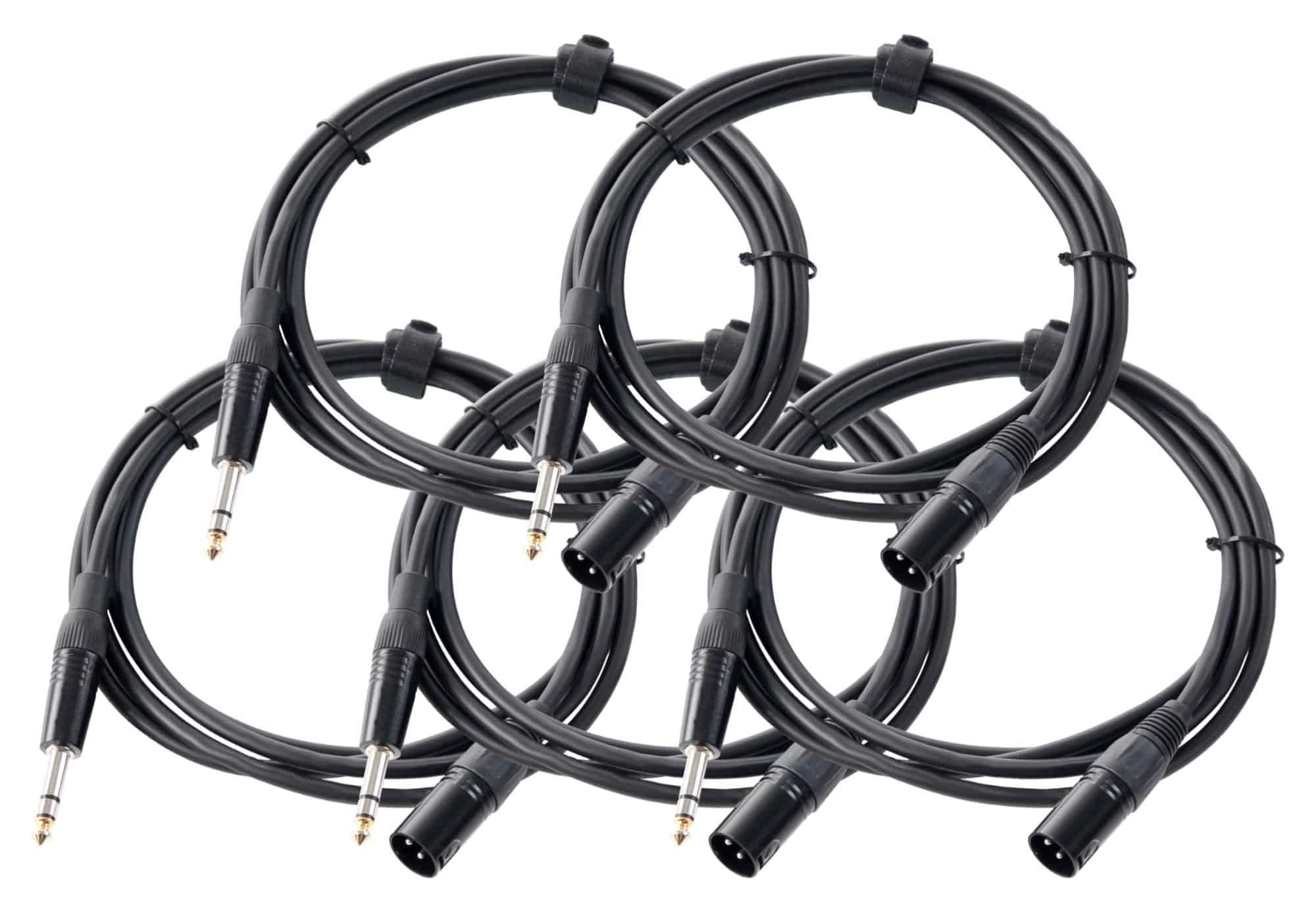 5er Set JXM-Kabel (6,3mm Stereo-Klinke -> XLR male 3-pol) Audio-Kabel