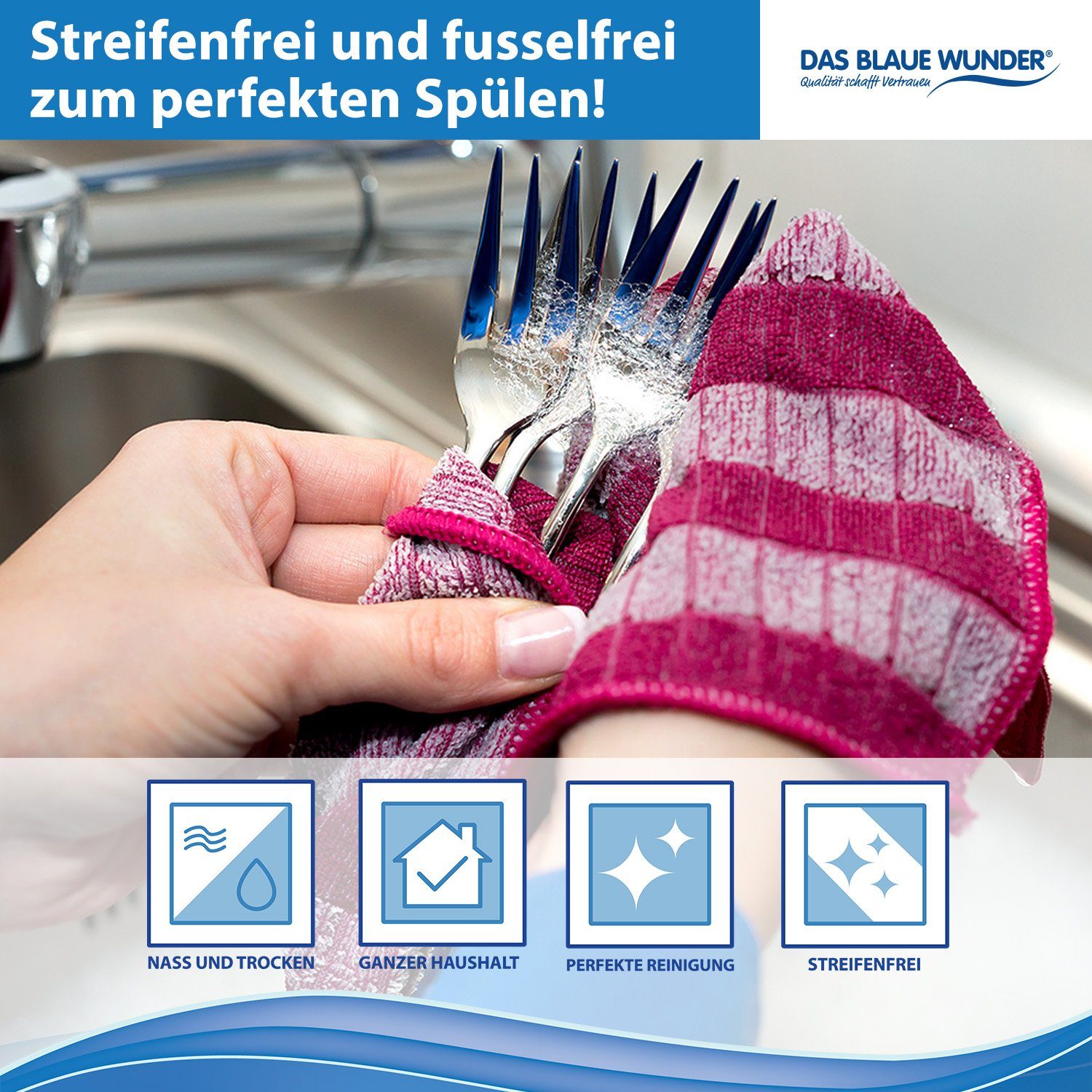 Das Blaue Wunder® Spültuch EXTRA aus Bambusfasern für Küche und Haushalt, (Grau-Braun), Spülen und Trocknen, Waschbar bis 95°C