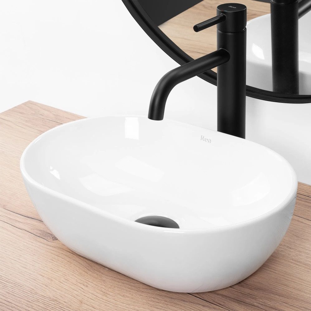 wohnwerk.idee Aufsatzwaschbecken Waschbecken Keramik Weiß Klein Gäste WC Gäste Bad Amelia – Bild 5 von 5