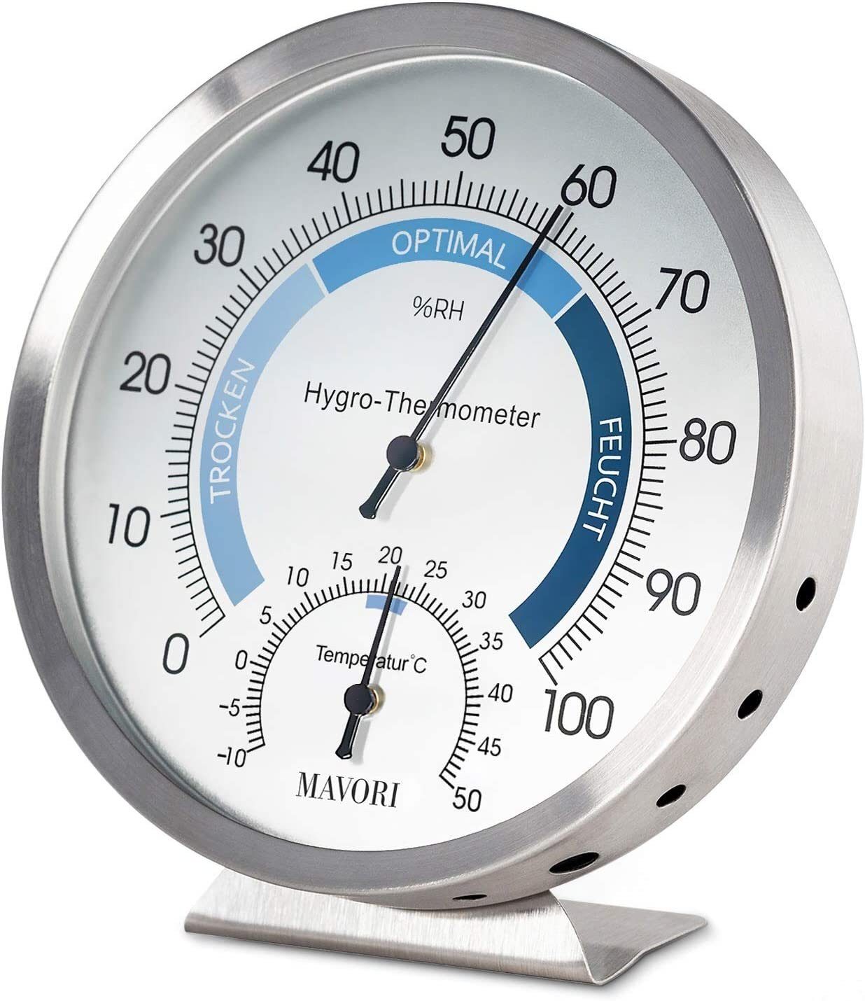 longziming Raumthermometer »2 in1 Hygro Thermometer - Thermometer &  Hygrometer innen analog - Temperatur & Luftfeuchtigkeitsmesser - aus  gebürstetem Edelstahl - Zimmerthermometer & Hydrometer für angenehme  Raumtemperatur«, 1-tlg.