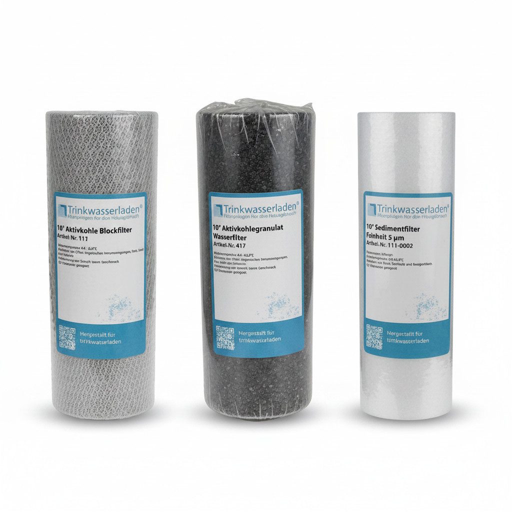 Trinkwasserladen Filtereinsatz, 2 Jahre Filter Set 10" 12-teilig Umkehrosmose RO Sediment Aktivkohle