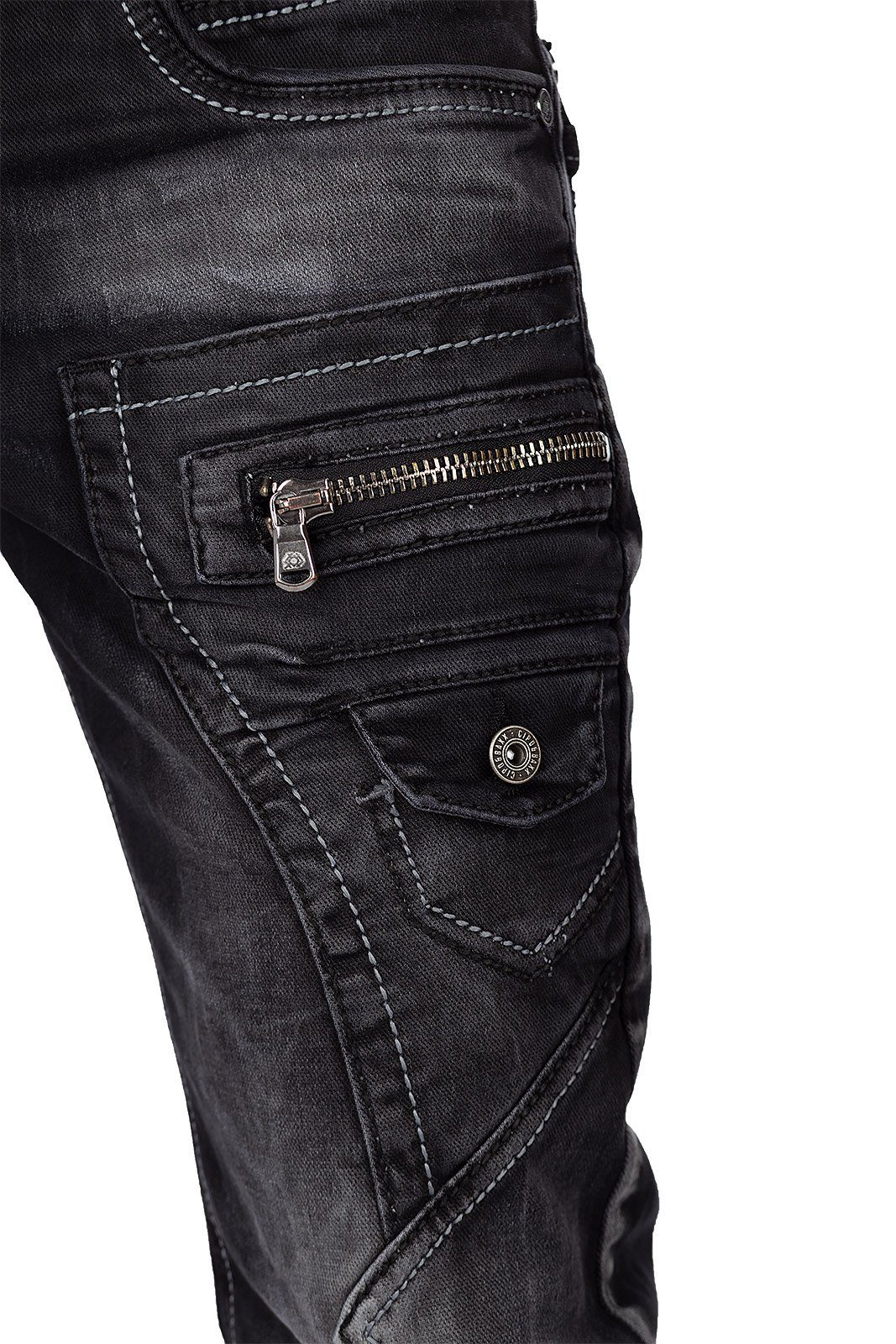 Cipo & Baxx 5-Pocket-Jeans Hose BA-CD296 (1-tlg) mit Reißverschlüssen und Verzierungen
