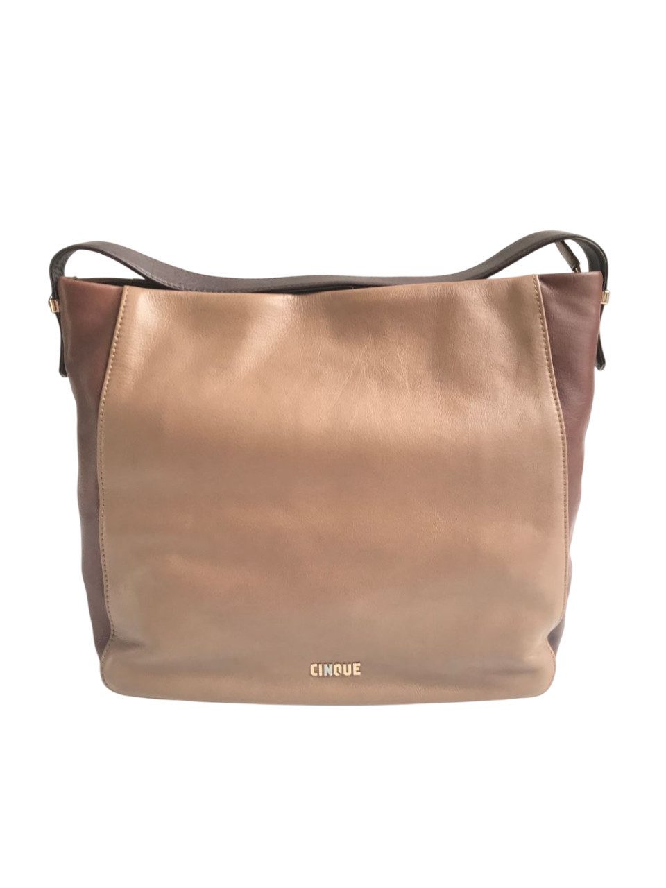 Cinque Handtasche Leder Baumwolle Fabiola Taube - 11716-7985, aus echt Leder, Taupe