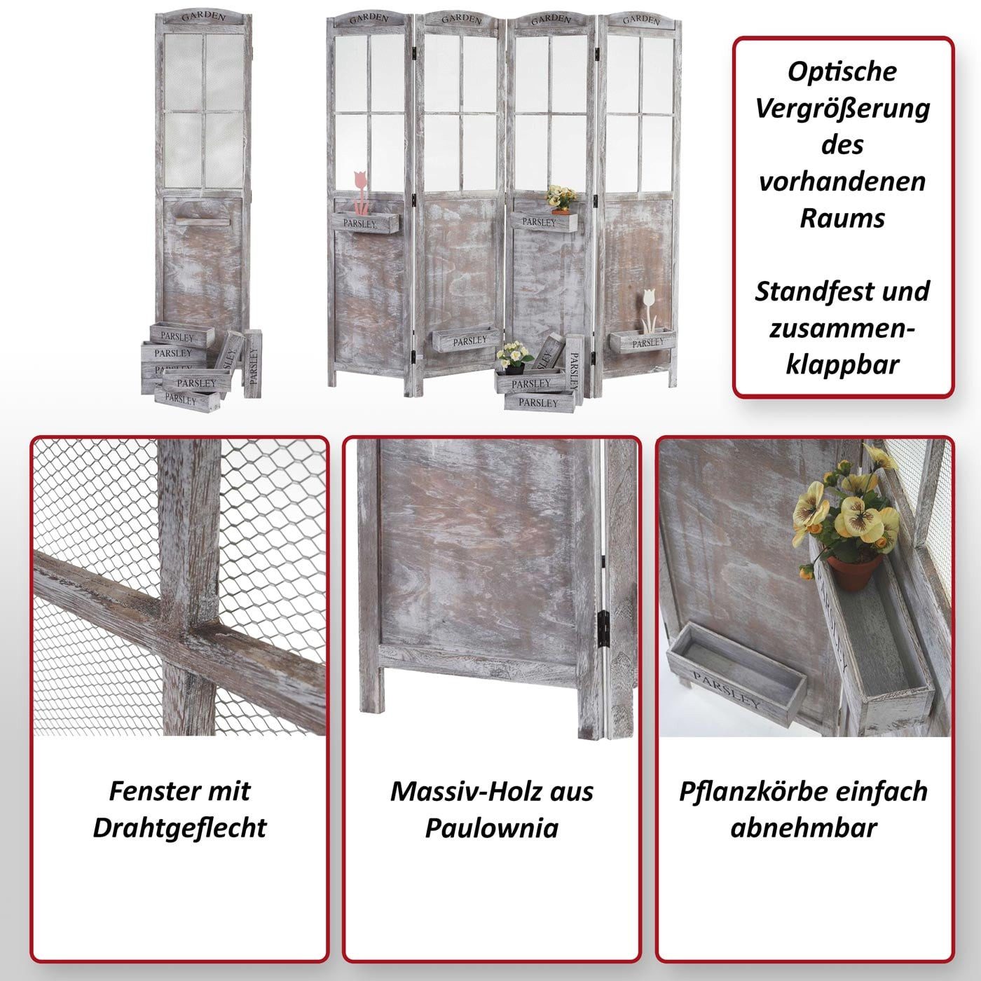 MCW Paravent MCW-M66, Optische Vergrößerung des vorhandenen Raums