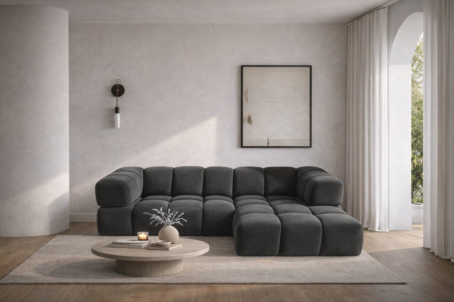 Kaiser Möbel Ecksofa luxuriöses Velours-Sofa im Stoff Bluvel modernes AVERRO, Premium-Velours Bluvel,Weiche abgerundete „Bubble“-Formen