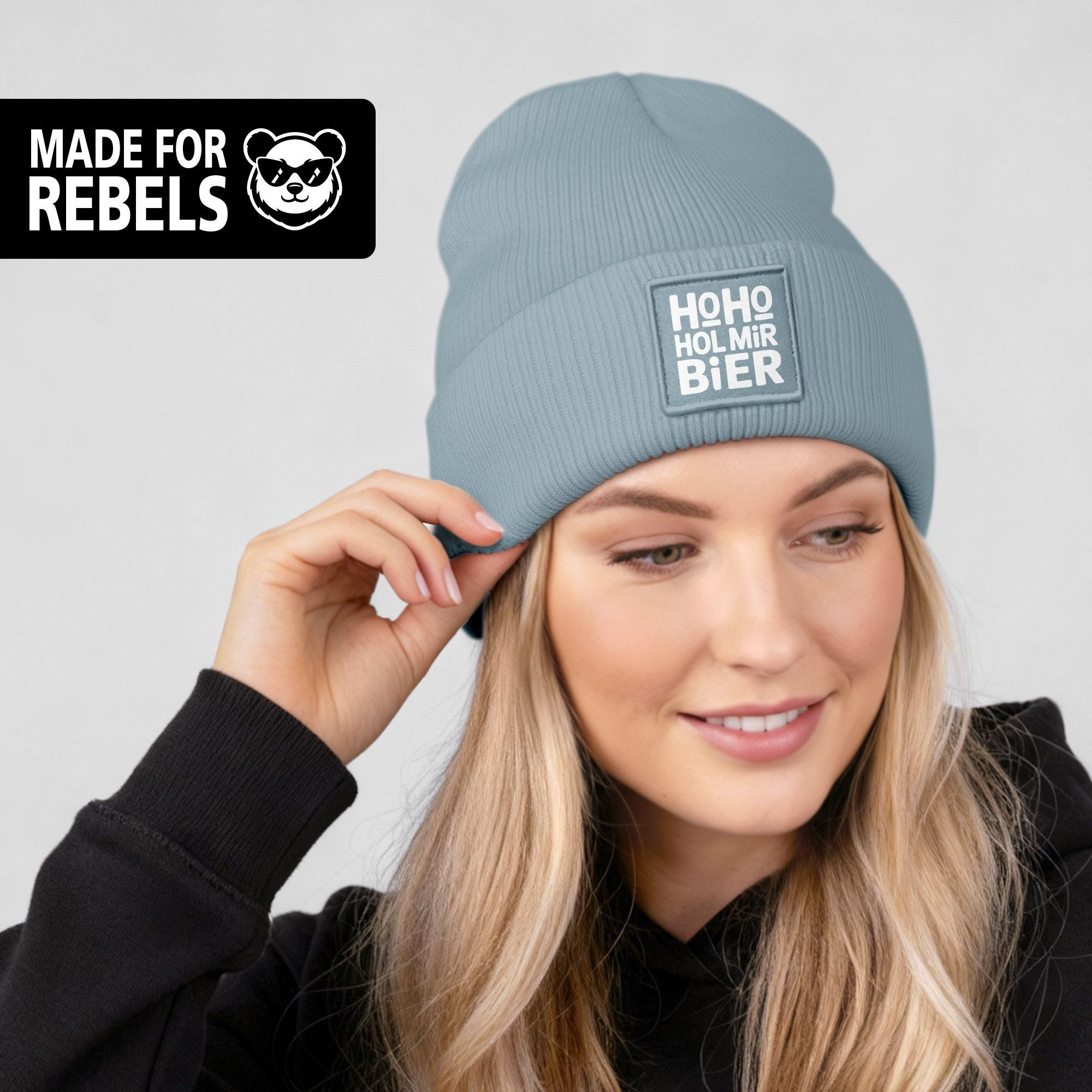 MoonWorks Strickmütze Damen Beanie Strickmütze Spruch Weihnachtsmann Santa Ho Ho Hol mir