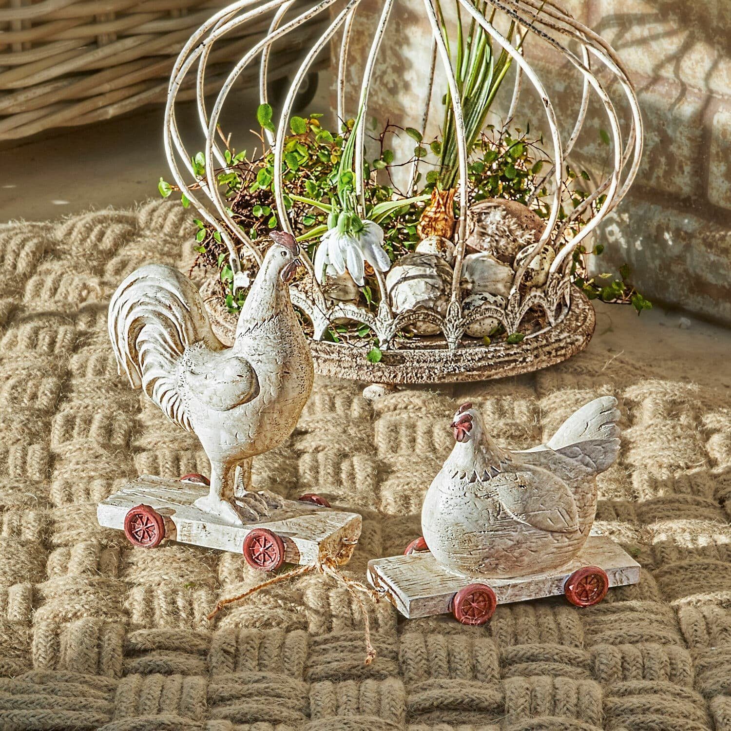 Mirabeau Osterfigur Huhn 2er Set Mesnil creme