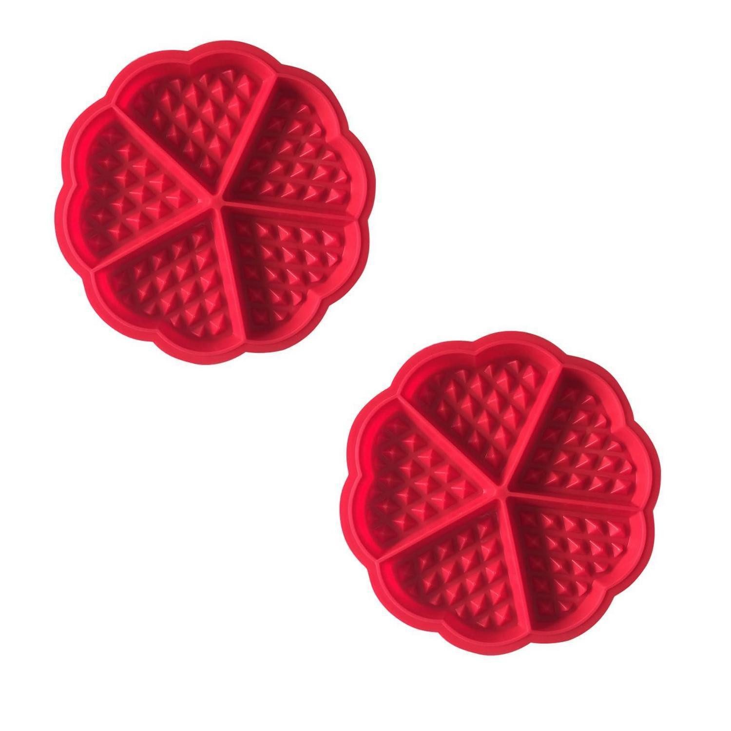 LuxusKollektion Herzkuchenform 2x Herz Waffelform Silikon Rot Herzförmig