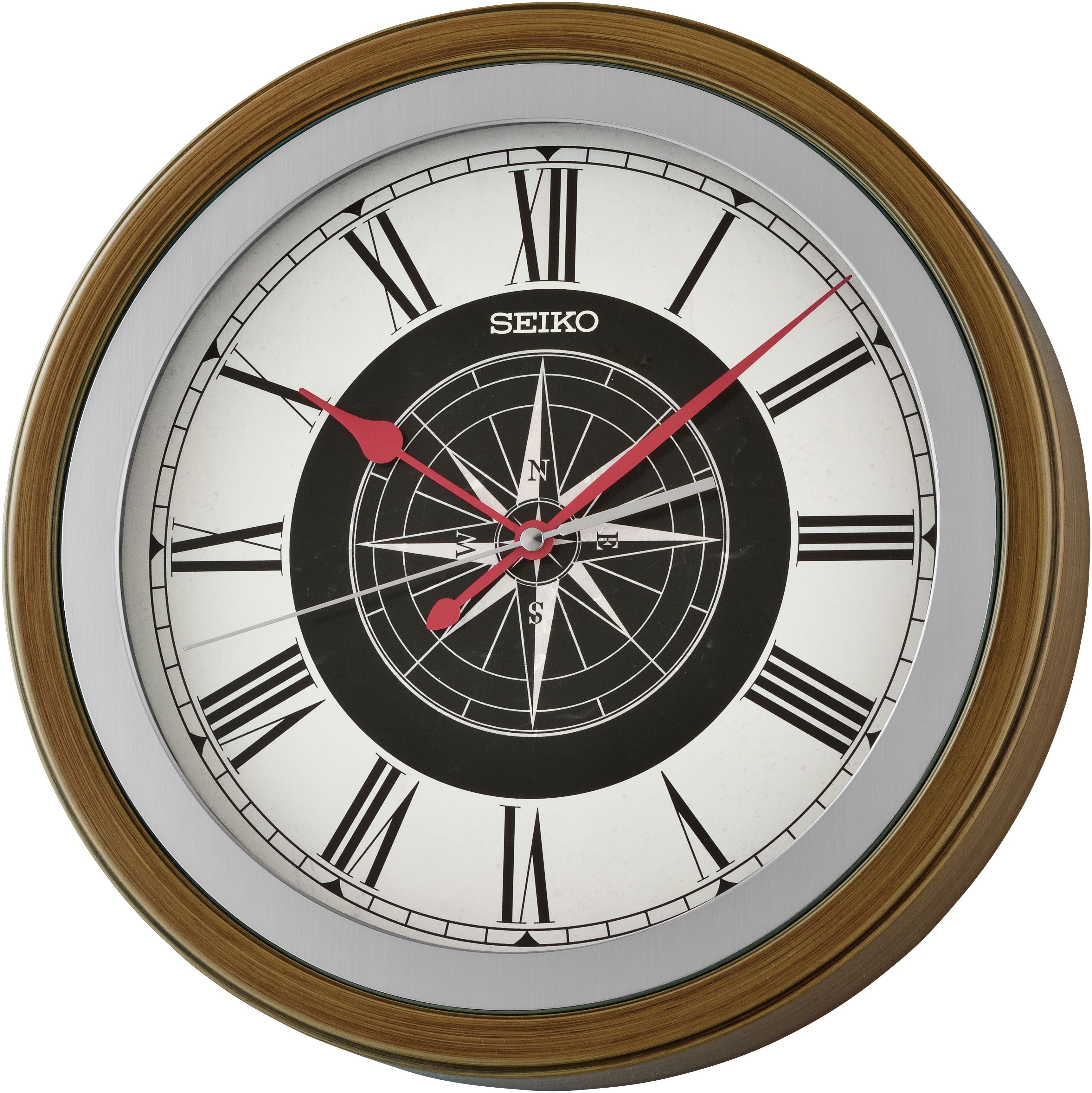 Seiko Wanduhr (Quarzuhr, durchlaufende Sekunde, Wohnzimmer, Esszimmer, Büro)