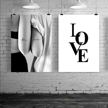 TPFLiving Kunstdruck (OHNE RAHMEN) Poster - Leinwand - Wandbild, Liebe für immer - Love for ever - Farben schwarz, weiß (Leinwand Wohnzimmer, Leinwand Bilder, Kunstdruck), Farben: schwarz, weiß - Größe: 10x15cm