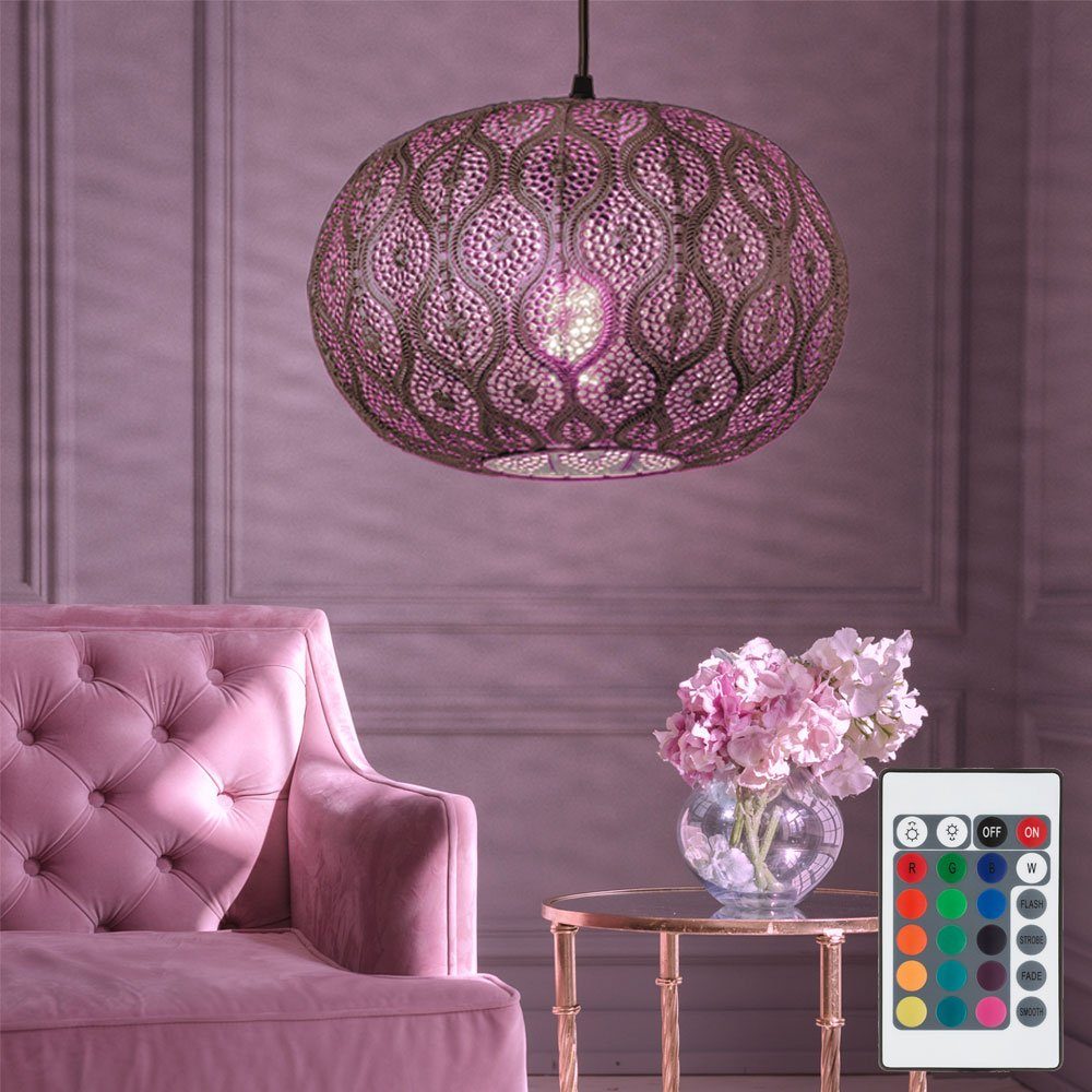 GLOBO LIGHTING LED Pendelleuchte, Leuchtmittel inklusive, Warmweiß, Farbwechsel, Pendelleuchte RGB LED Fernbedienung Hängelampe dimmbar orientalisch