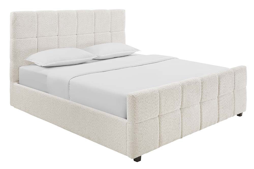 riess-ambiente Boxbett PRESTIGE 160x200cm creme Bouclé – mit Bettkasten & Kopfteil gepolstert (Einzelartikel, 1-St), Teddystoff-Optik, Stauraum unter der Liegefläche, elegantes Design