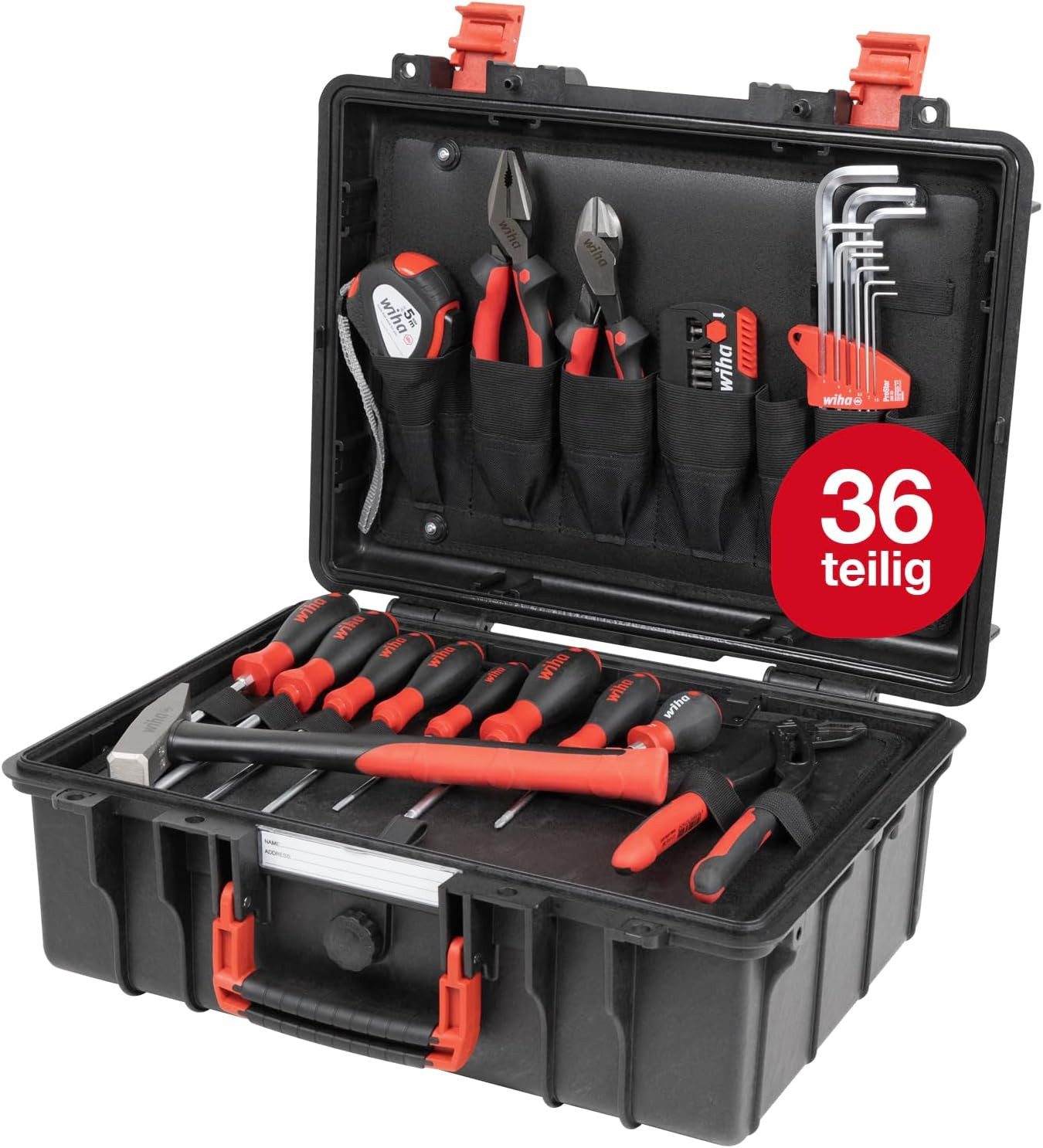 Wiha Werkzeugkoffer Basic L Lehrlingskoffer (45531), Set für Profi & Azubi Set 36-teilig