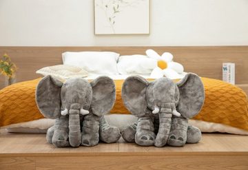 Katara Kuscheltier Elefant Kuscheltier, 60cm Plüschtier Groß (Geschenk, Packung, Geschenk), Geschenk für Kinder, Plüschtier, Tiere, flauschiges Kuscheltier grau