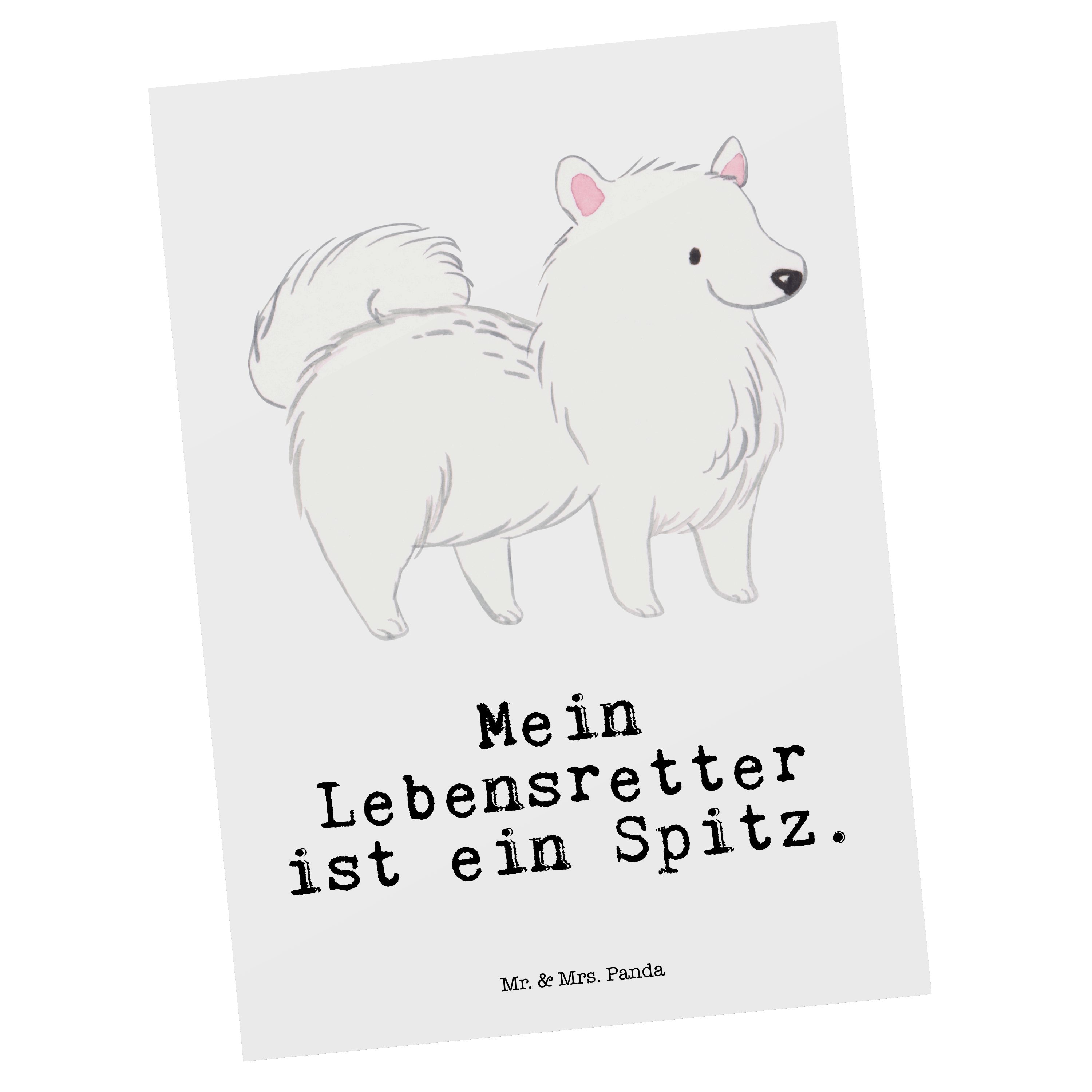 & Tierfreund, Weiß - Mrs. Schenken, Rassehund Postkarte Geschenk, Spitz Lebensretter Mr. - Panda