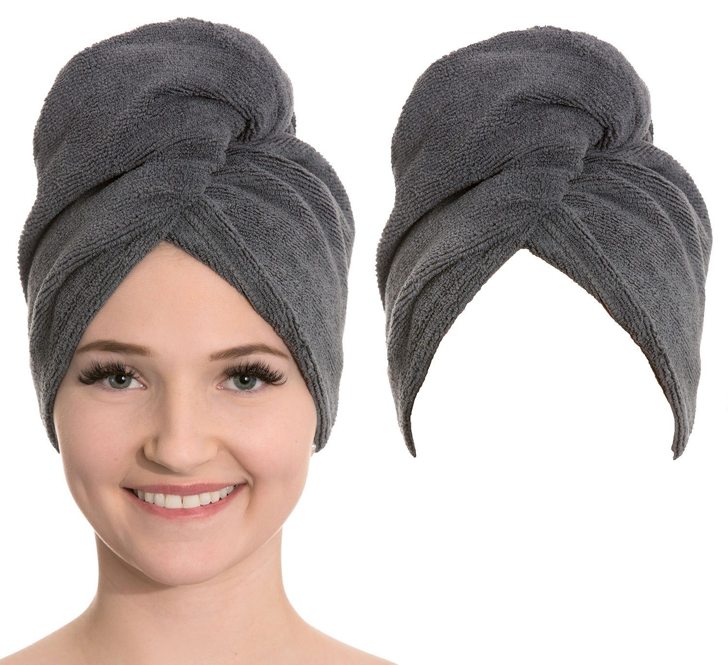 ZOLLNER Turban-Handtuch, Mikrofaser (2-St), 25 x 65 cm, 80% Polyester, 20% Polyamid, mit Knopfverschluss