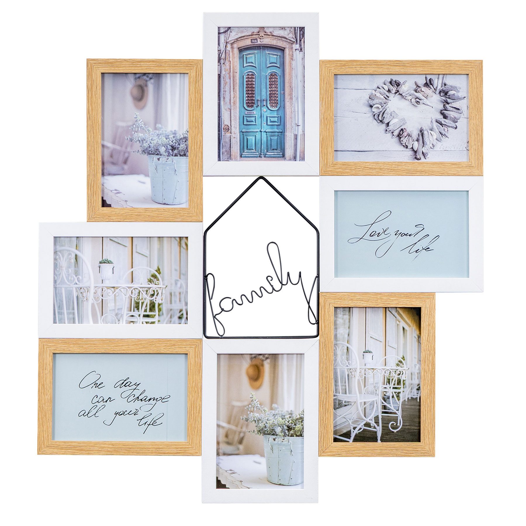 Levandeo® Bilderrahmen Collage, Bilderrahmen 50x54cm 8 Fotos 10x15 Family N günstig online kaufen