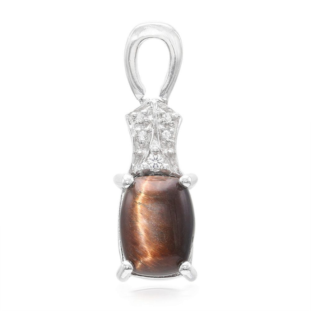 Kettenanhänger Cavill Anhänger 1,96 ct rotes Tigerauge & weißer Topas 925 Silber