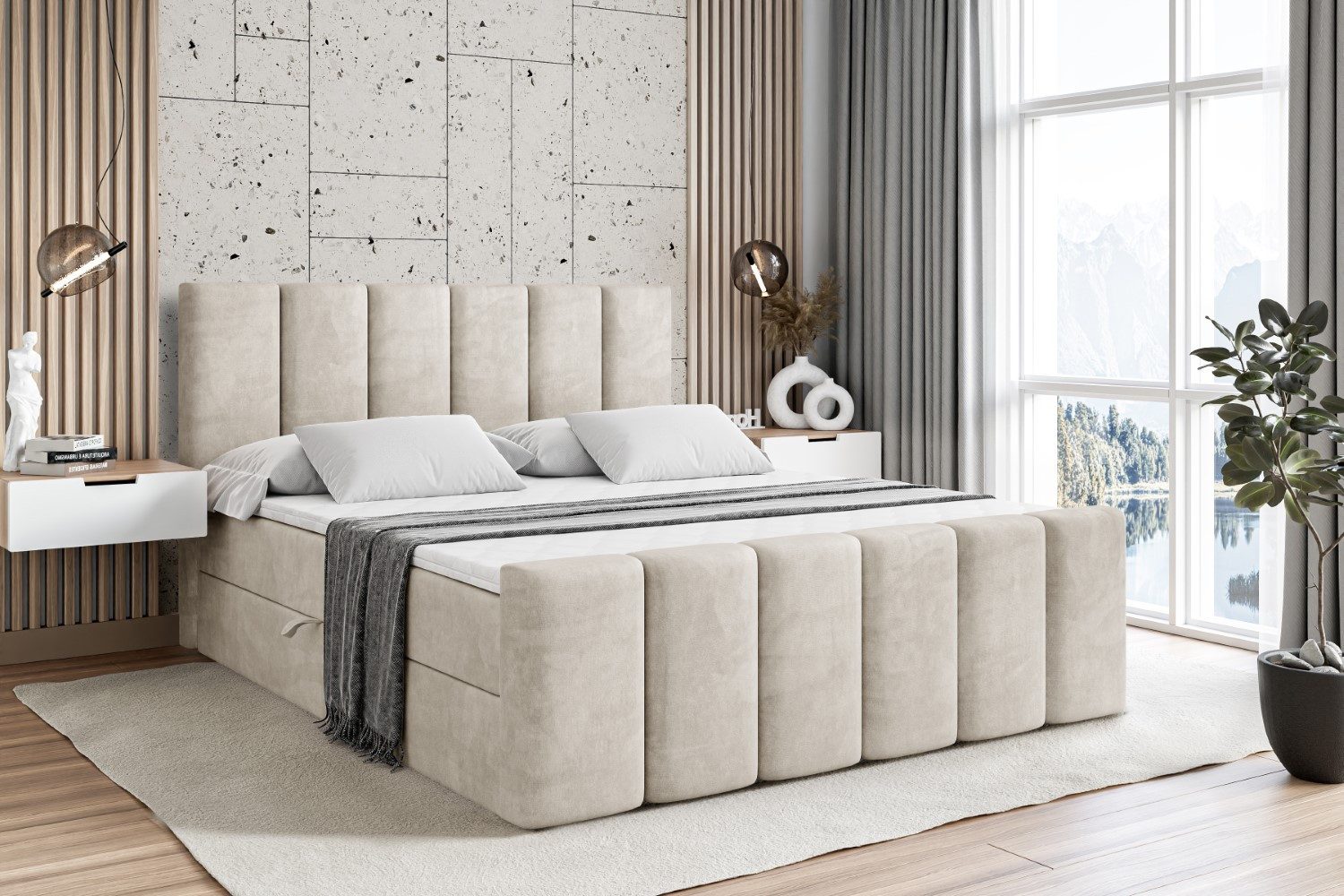 ALTDECOR Boxspringbett BOXI1-Z (Multipocket-Matratze H4, H3 Matratze Bonellfederung, Topper, Kopfteil)