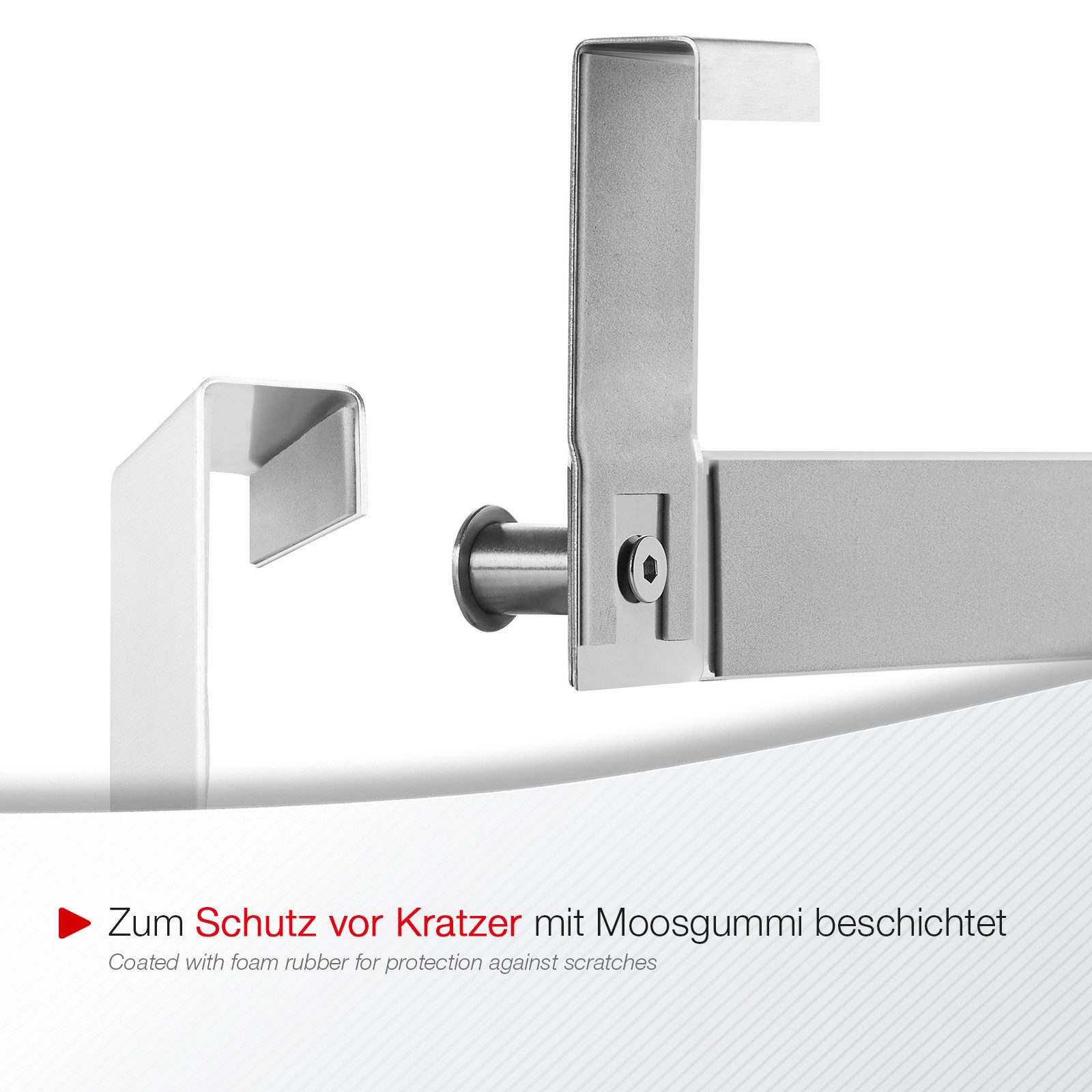 SO-TECH® Türgarderobe Garderobenleiste LINEA 380 x 110 mm, mit 6 Haken Türhaken, (Spar-Set, 2-St), Edelstahl matt gebürstet, für 40 mm Türen ohne Falz – Bild 5 von 5