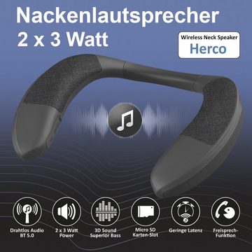 fontastic Nackenlautsprecher Bluetooth, Mobile Lautsprecher mit Mikrofon "Herco" Bluetooth-Lautsprecher