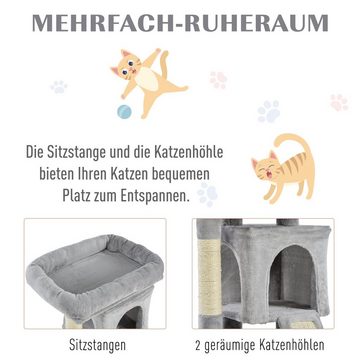 PawHut Kratzbaum, Katzenbaum Katzenkratzbaum mit Sisalsäulen Katzenbaum Hellgrau