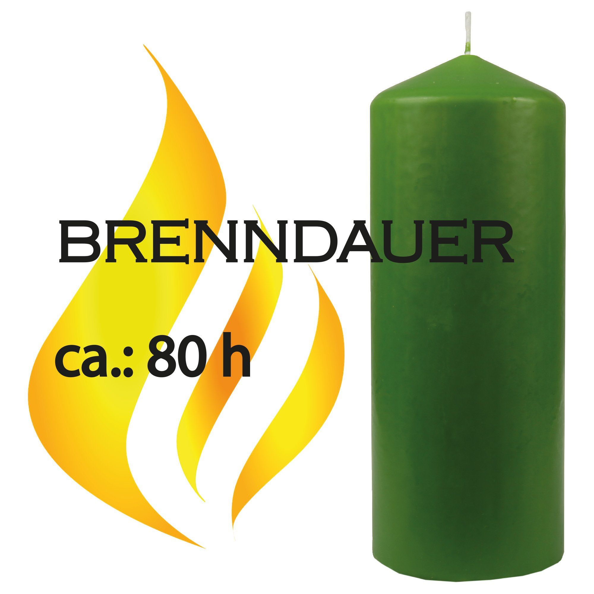 HS Kerze Candle x - in (3-tlg), Ø8cm vielen Blockkerze Wachskerzen Hellgrün Farben Stumpenkerze 20cm