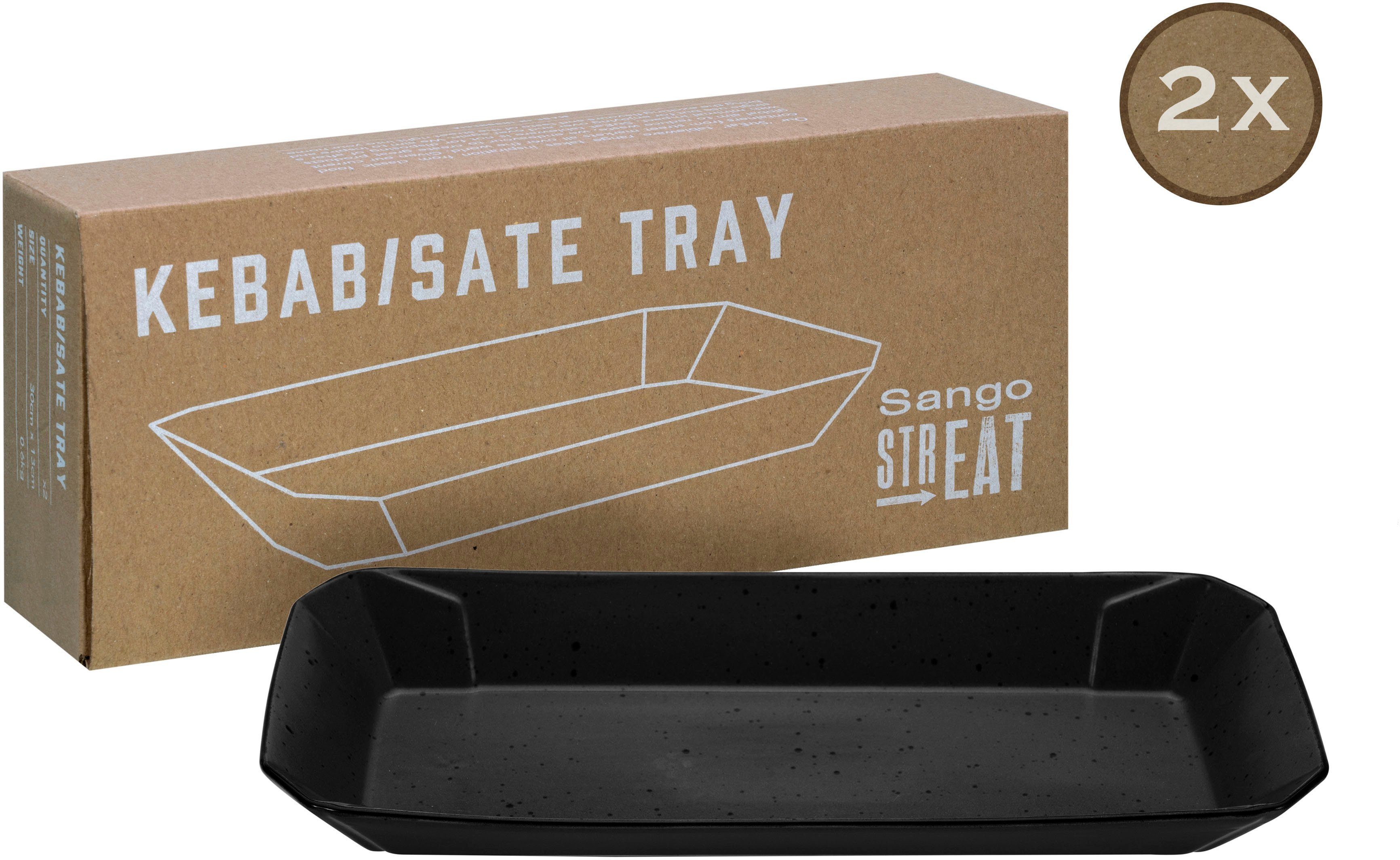 CreaTable Servierschale Tray Kebab, Steinzeug, (Set, 2-tlg), Snackschale, Topaktueller „Streat Food“ Trend