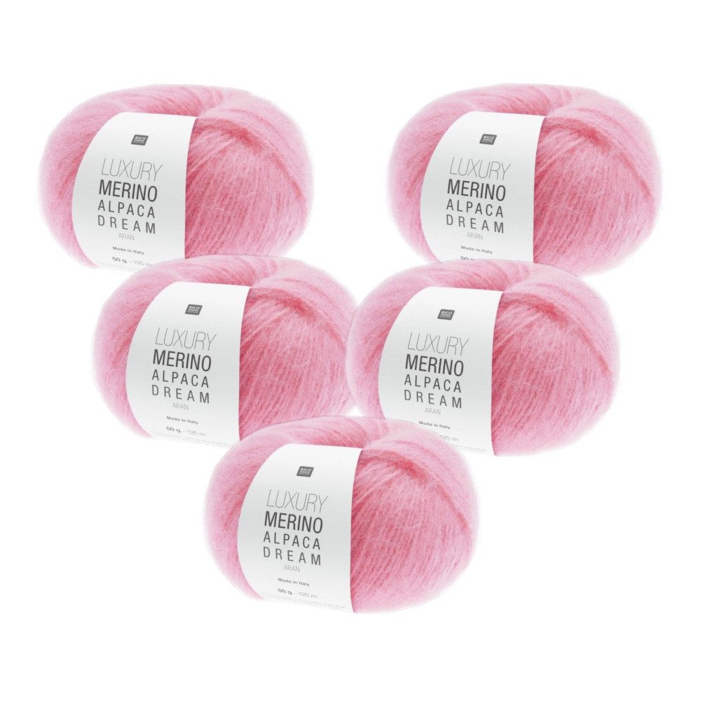 Rico Design 5 x RICO LUXURY MERINO ALPACA DREAM ARAN Häkelwolle