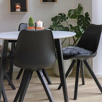 LebensWohnArt Stuhl Design Stuhl SKAGEN (2er Set) schwarz - Holzbeine schwarz