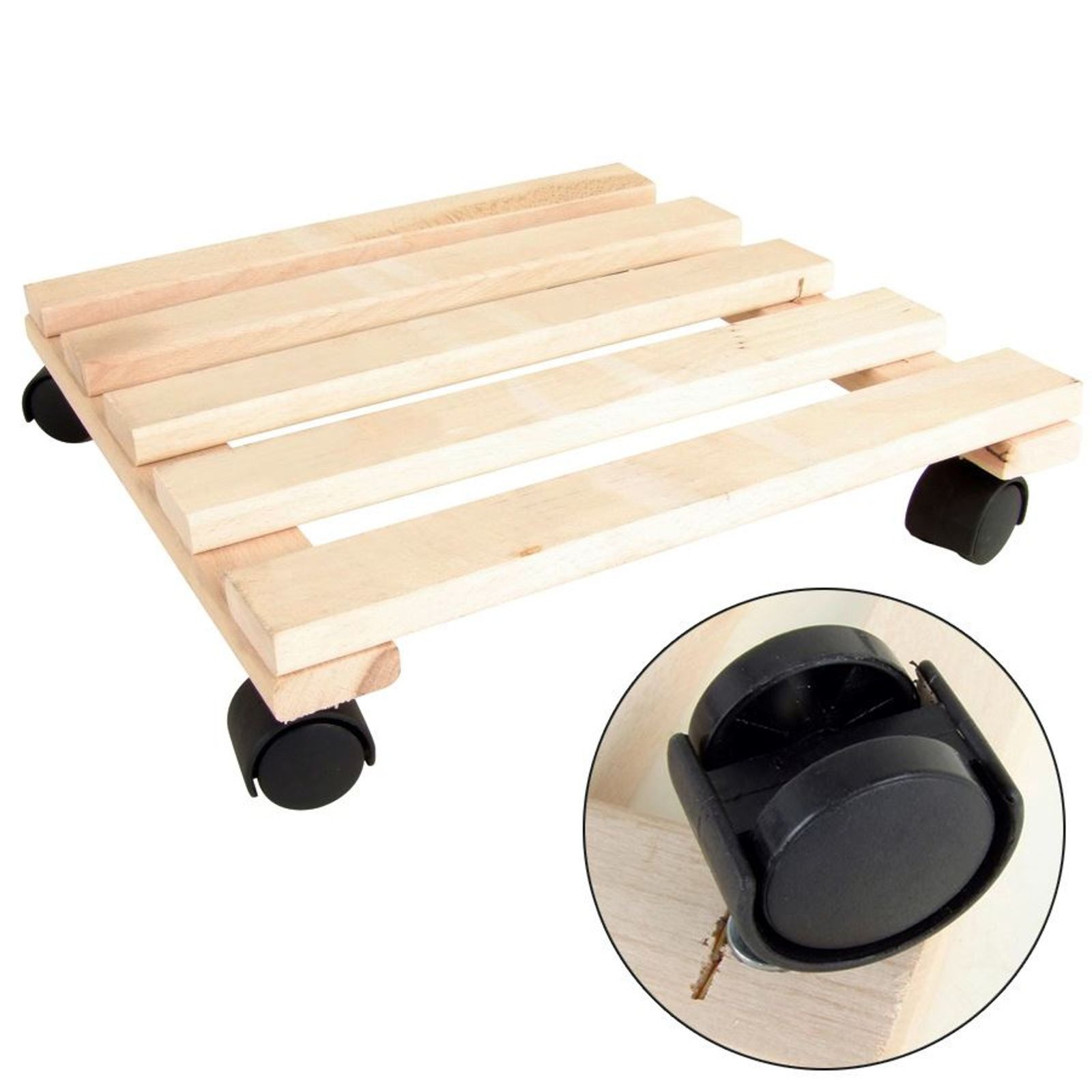 BURI Pflanzenroller Holz-Pflanzenroller Kübelroller Blumentopf Rollbrett Transportroller U