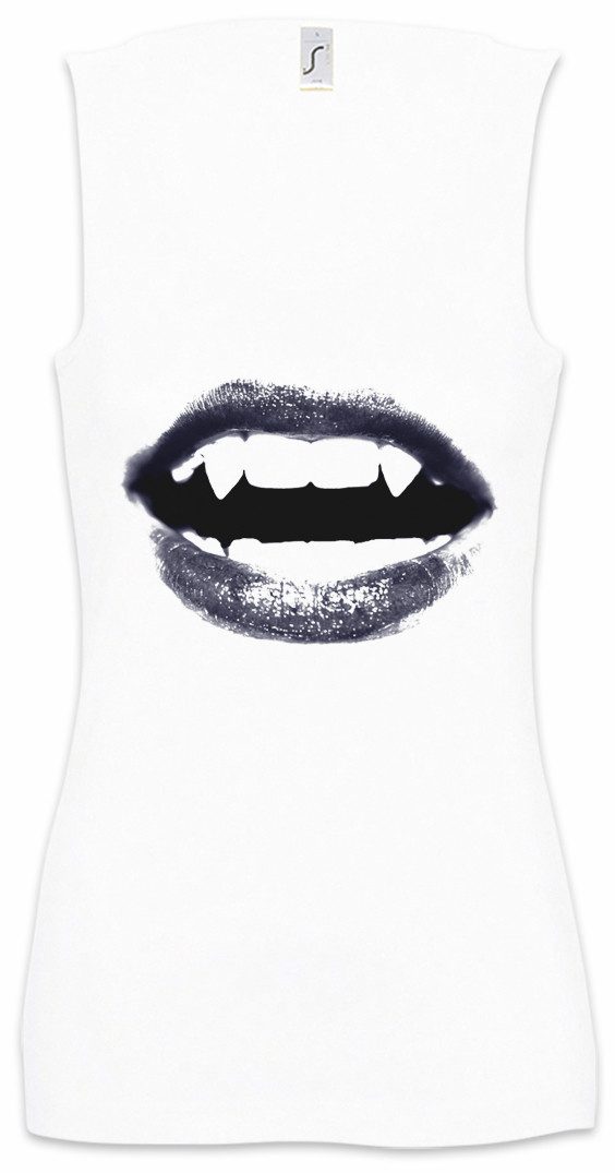 Tanktop Vampire Woman Mouth Ärmelloses Damen T-Shirt Vampir Girl Lady Blut