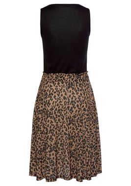 Buffalo Jerseykleid mit Paperbag-Bund und Animalprint, Leokleid, Sommerkleid