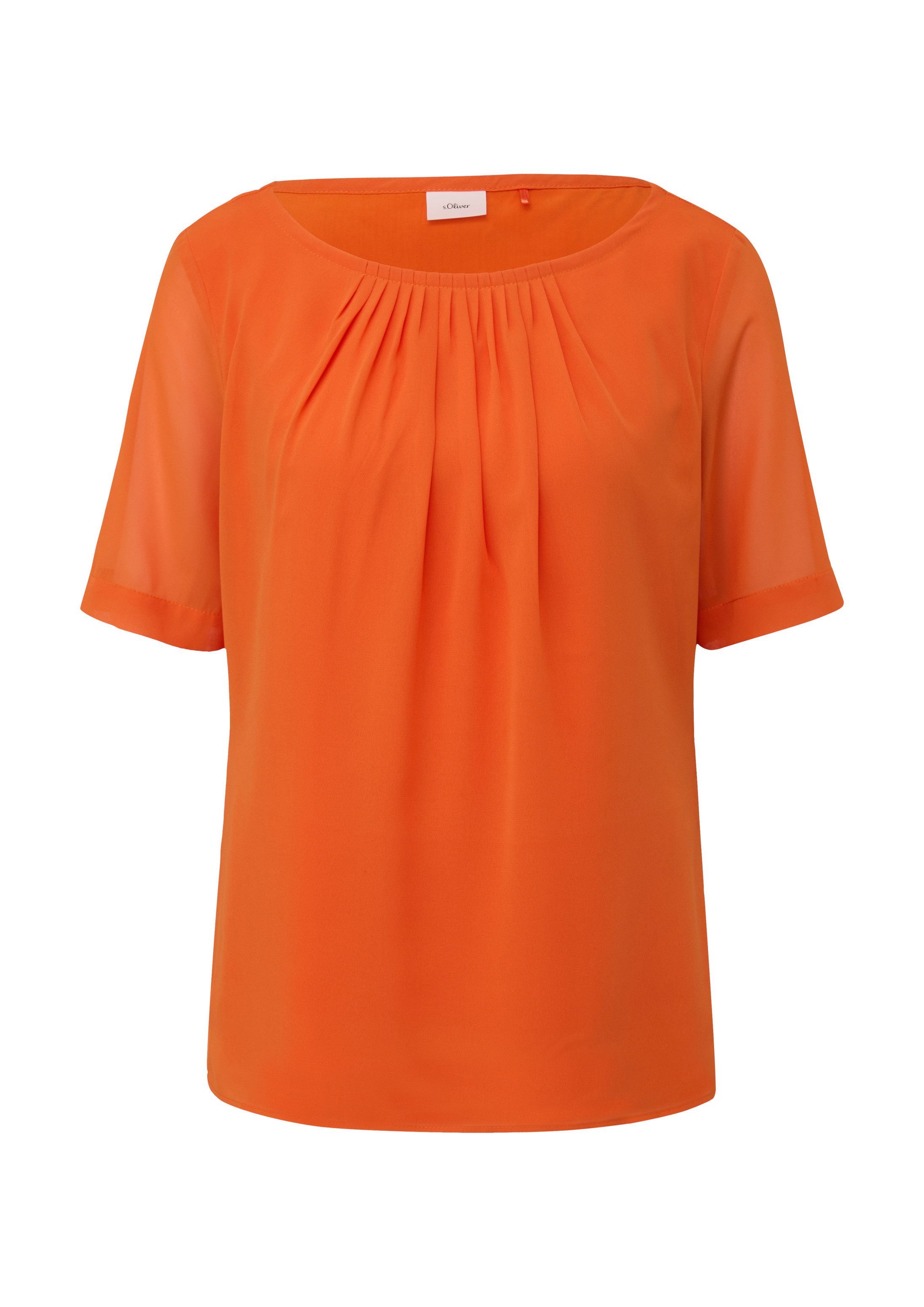 s.Oliver Kurzarmbluse Bluse Chiffon-Bluse mit Drapierung