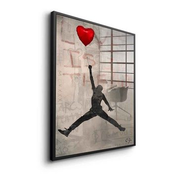 DOTCOMCANVAS® Acrylglasbild Jordan Love - Acrylglas, Acrylglasbild Michael Jordan NBA Basketball Banksy Love is in the air