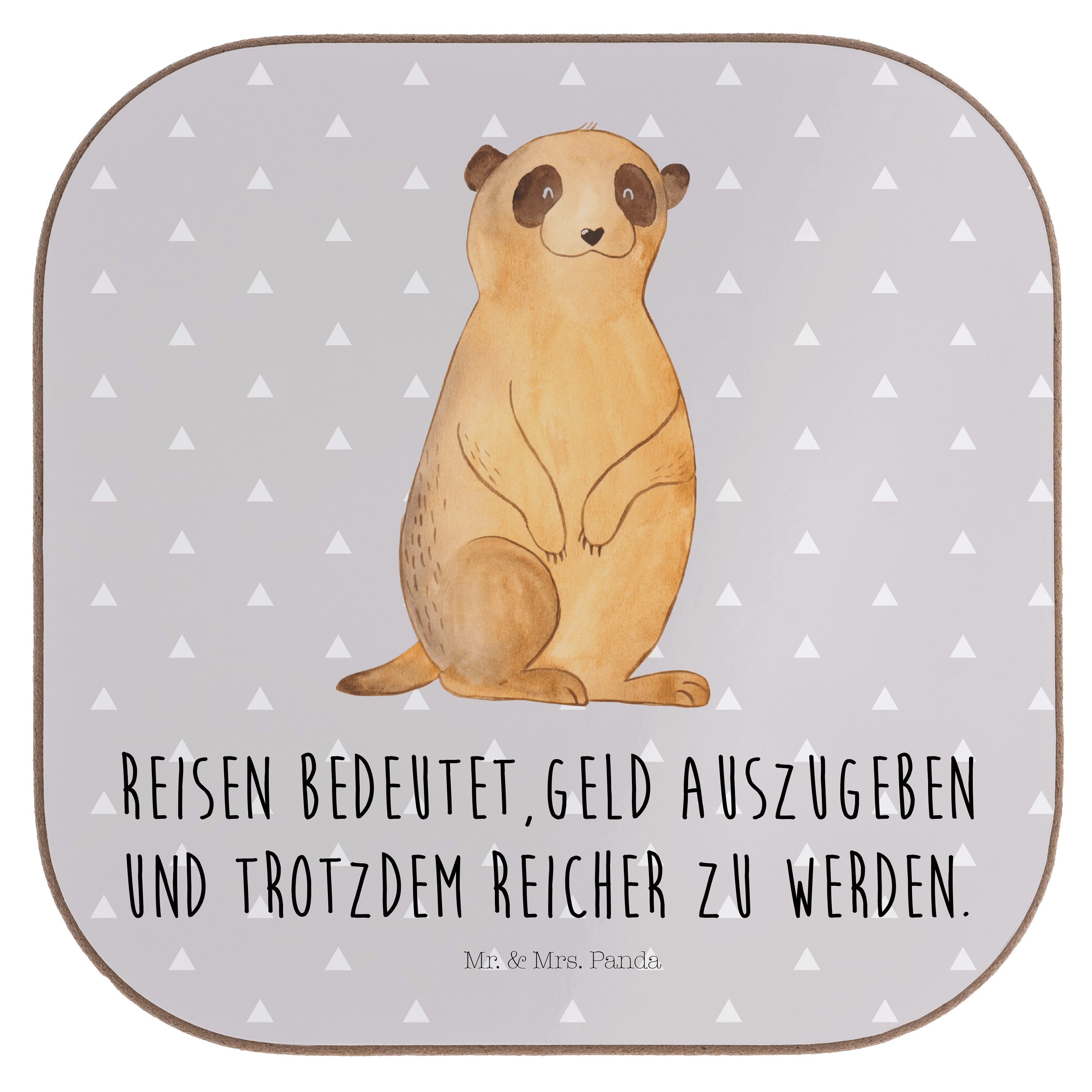 Geschenk, Mr. 1-tlg. Panda Getränkeuntersetzer - & Erdmännchen Bierdeckel, Mrs. - Glasuntersetzer, A, Pastell Grau