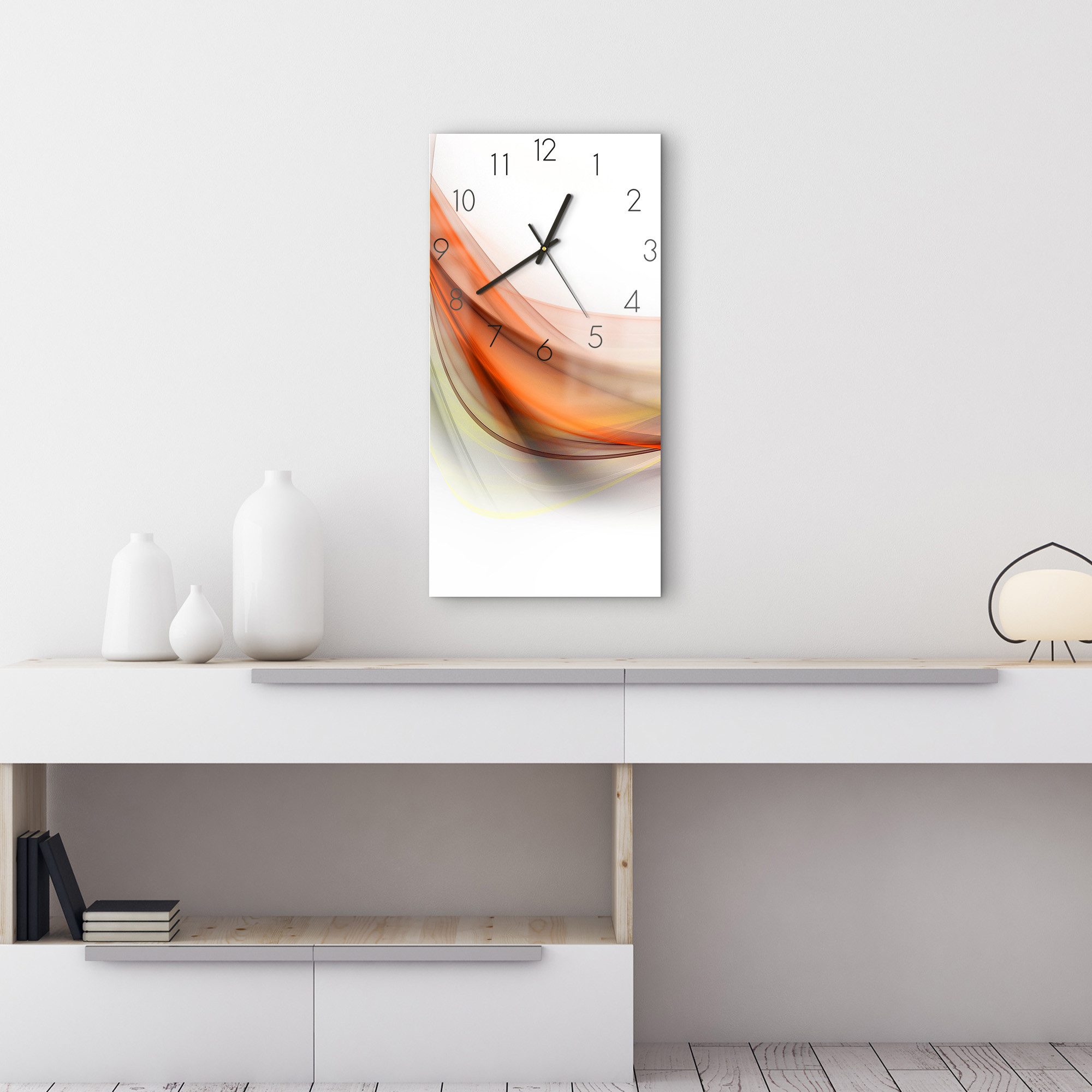 DEQORI Wanduhr 'Buntes Farbenspiel' (Glas Glasuhr modern Wand Uhr Design Küchenuhr)