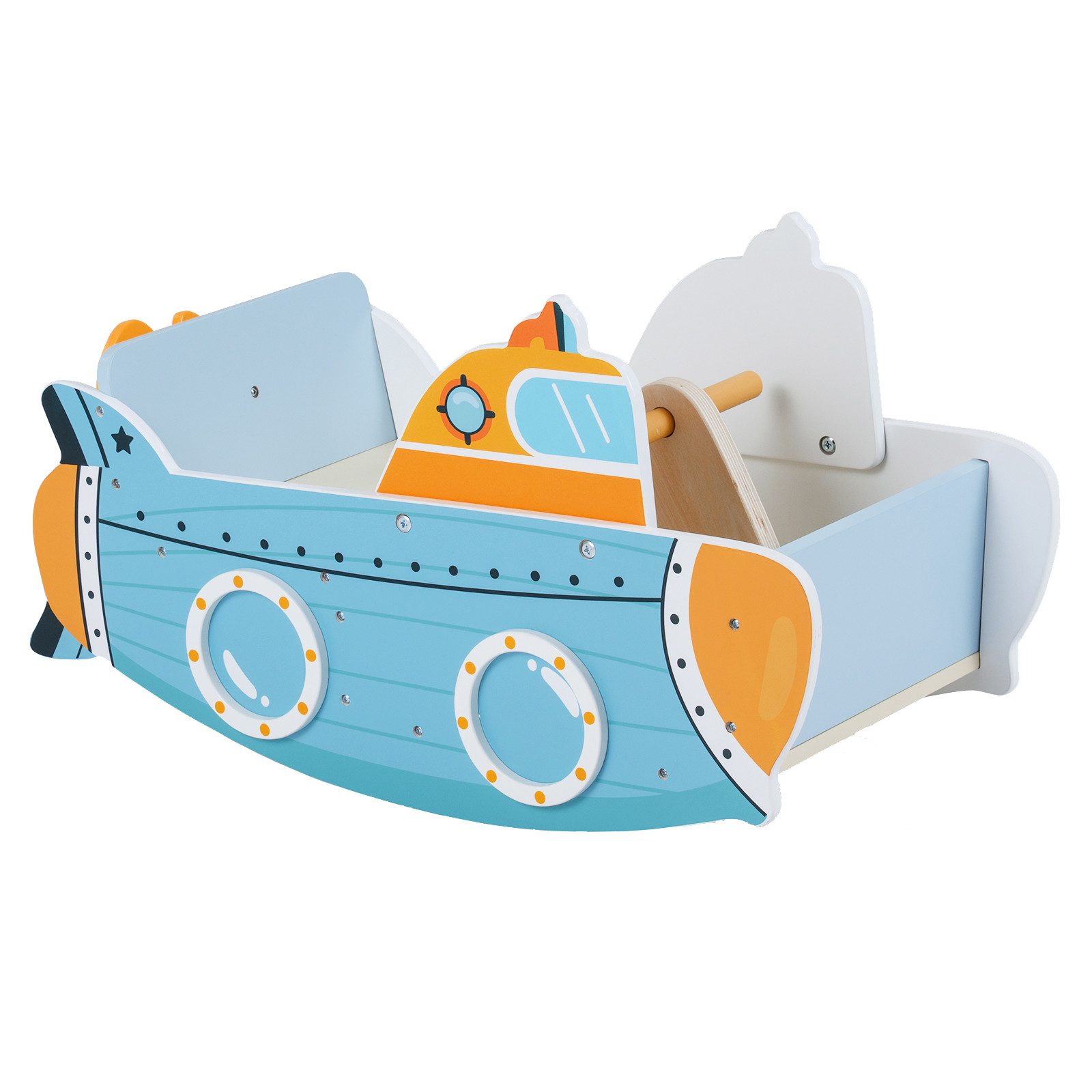 COSTWAY Schaukelboot, Schaukelspielzeug mit gepolstertem Sitz & drehbarem Propeller