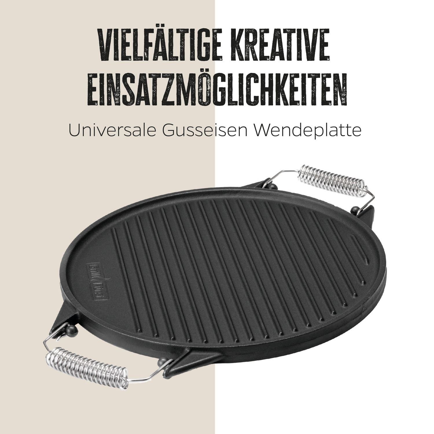 Grillfürst Grillplatte Grillfürst Universal Grillplatte rund / Wendeplatte aus Gusseisen Ø 35 cm