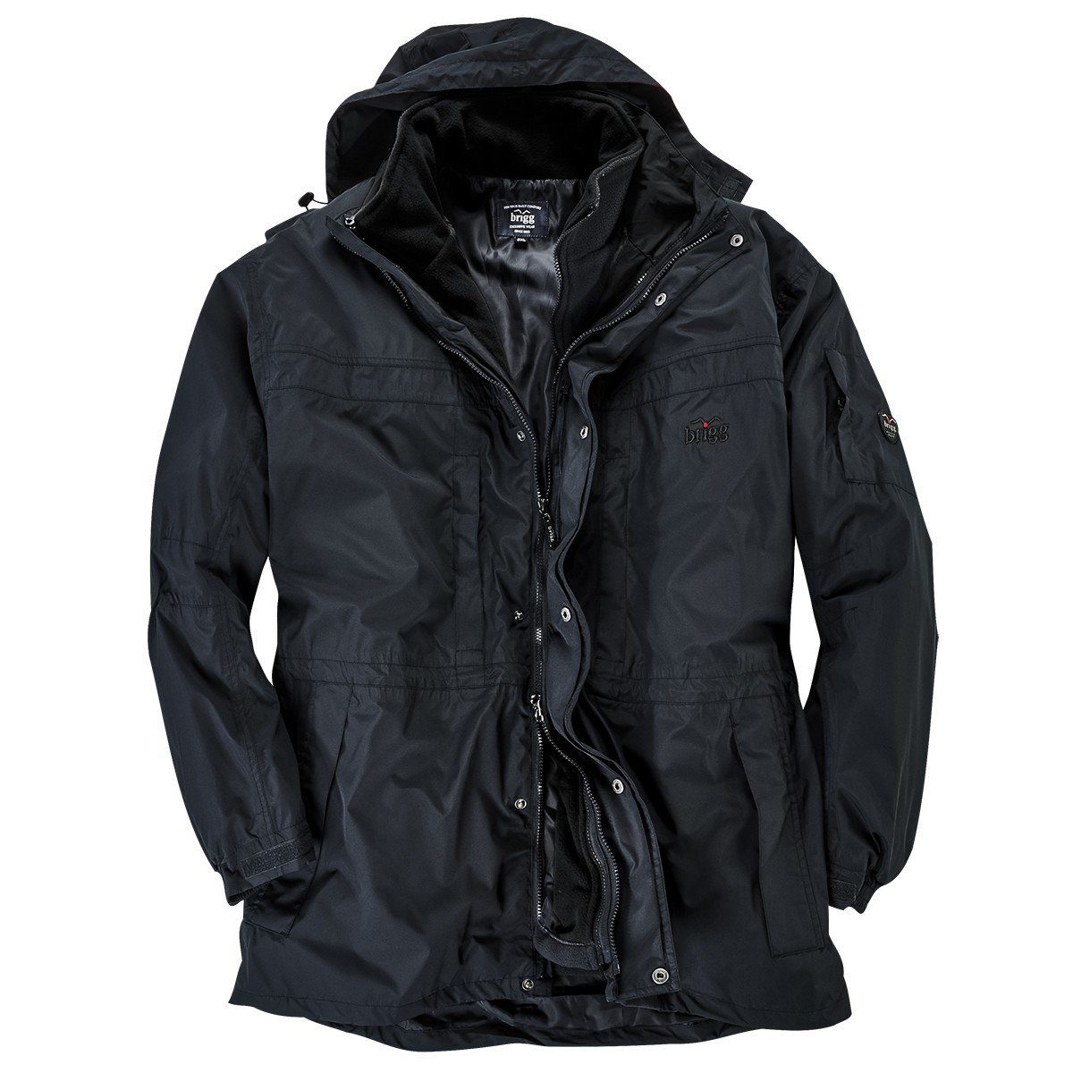 schwarz Funktionsjacke Herren Brigg Brigg Große 3in1 Funktions-Winterjacke Größen