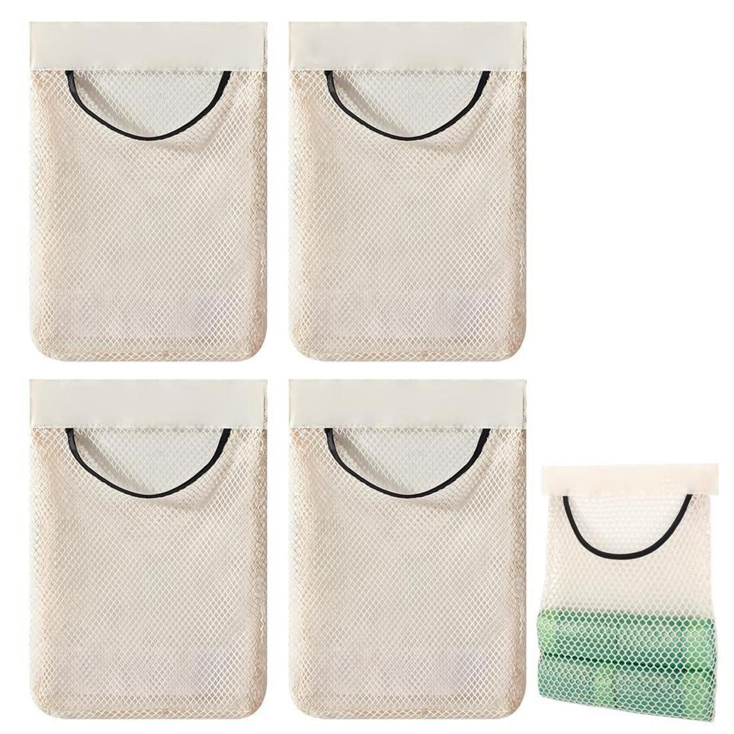 LuxusKollektion Türregal Schranktuer Organizer Netz m. Klebefl. Weiss, 4-tlg.
