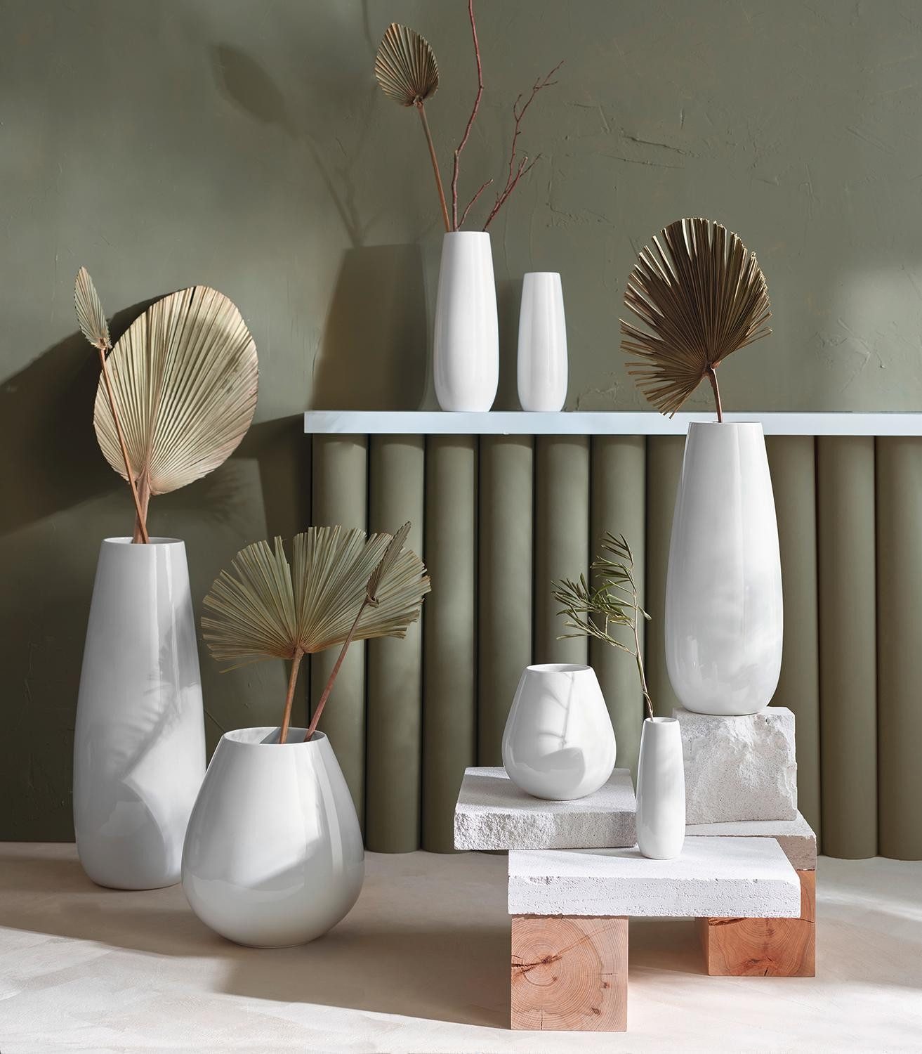 ASA SELECTION Tischvase EASE XL, Weiß, Steinzeug, (1 St), spülmaschinen-,mikrowellen-,ofen- und gefriergeeignet, Ø 23 x H 60 cm