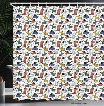 Abakuhaus Duschvorhang Moderner Digitaldruck mit 12 Haken auf Stoff Wasser Resistent Breite 175 cm, Höhe 180 cm, Hunde Pastell Lustige Welpen Kunst