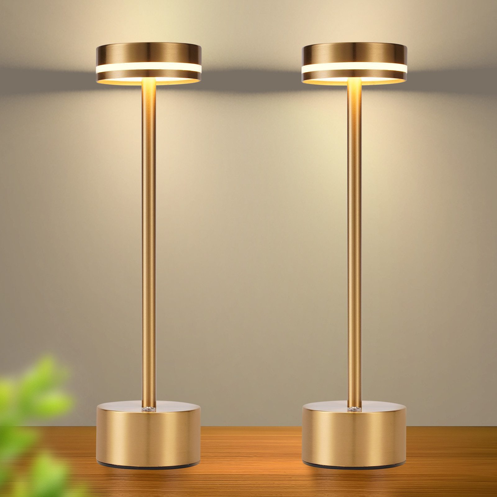 Nettlife LED Tischleuchte Modern Gold/Weiß/Schwarz/Silber Kabellose Nachttischlampe USB-C, Touch Dimmbar, LED fest integriert, Modern Tischlampe für Schlafzimmer Esszimmer Büro