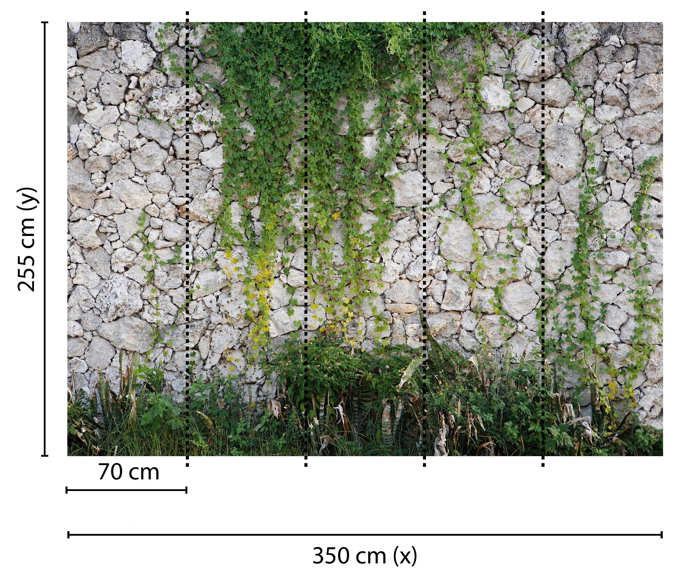 living walls Fototapete Designwalls Stone Wall, glatt, (5 St), Vlies, Wand, Schräge, Decke
