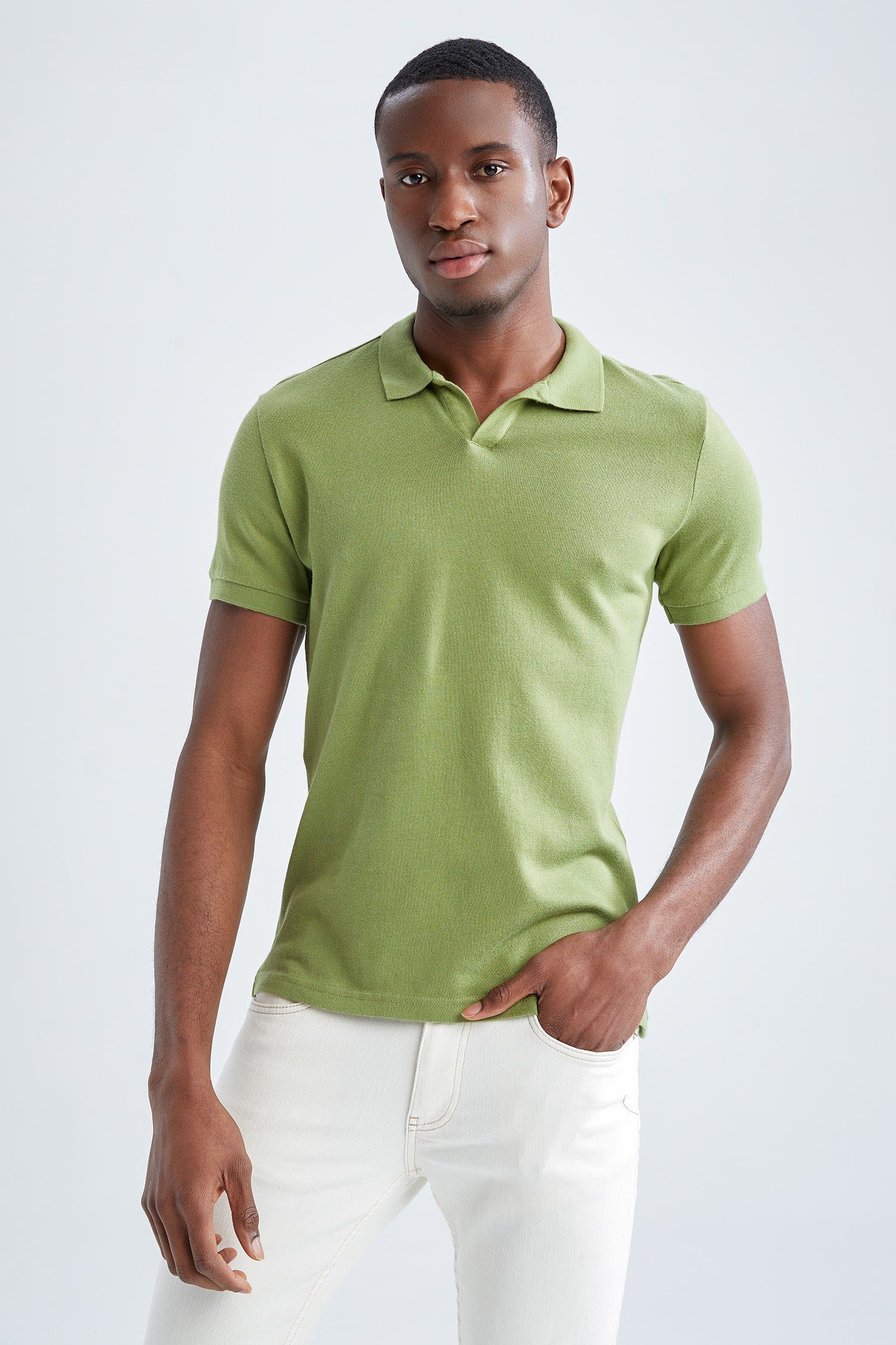 Kurzarm T-Shirt DeFacto SLIM Polo Poloshirt FIT Strick Herren