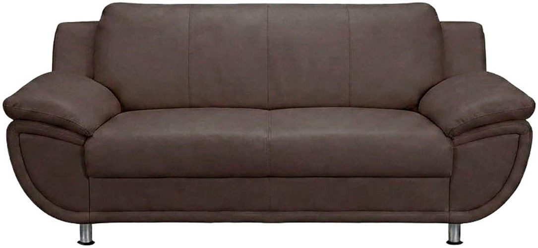 TRENDMANUFAKTUR 3-Sitzer Rondo, Breite 207 cm, breite Armlehnen, Füße chromfarben, wahlweise mit Federkern, pflegeleichte Bezügen, Unser Dauertiefpreis
